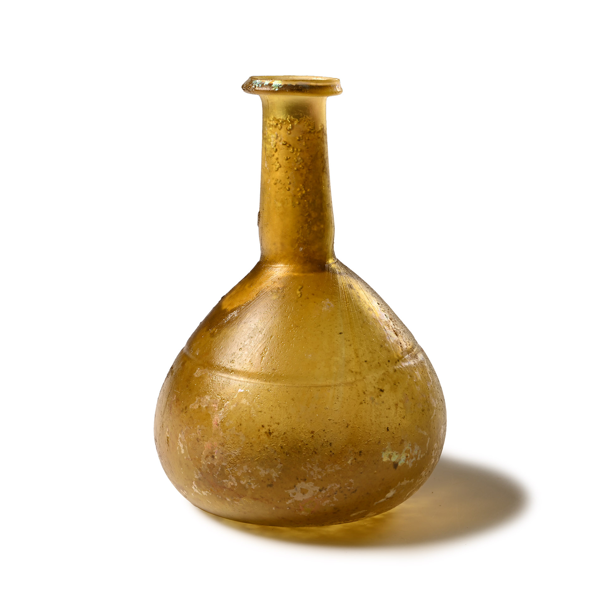 Roman Honey-Coloured Cast Glass Flask