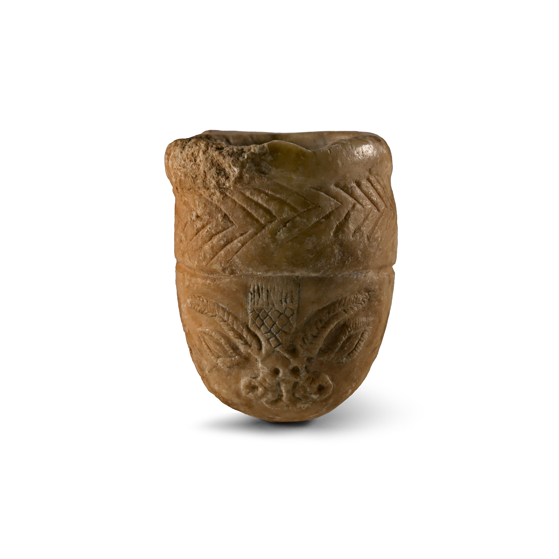 Mesopotamian Stone Double Kohl Pot with Animal Motifs