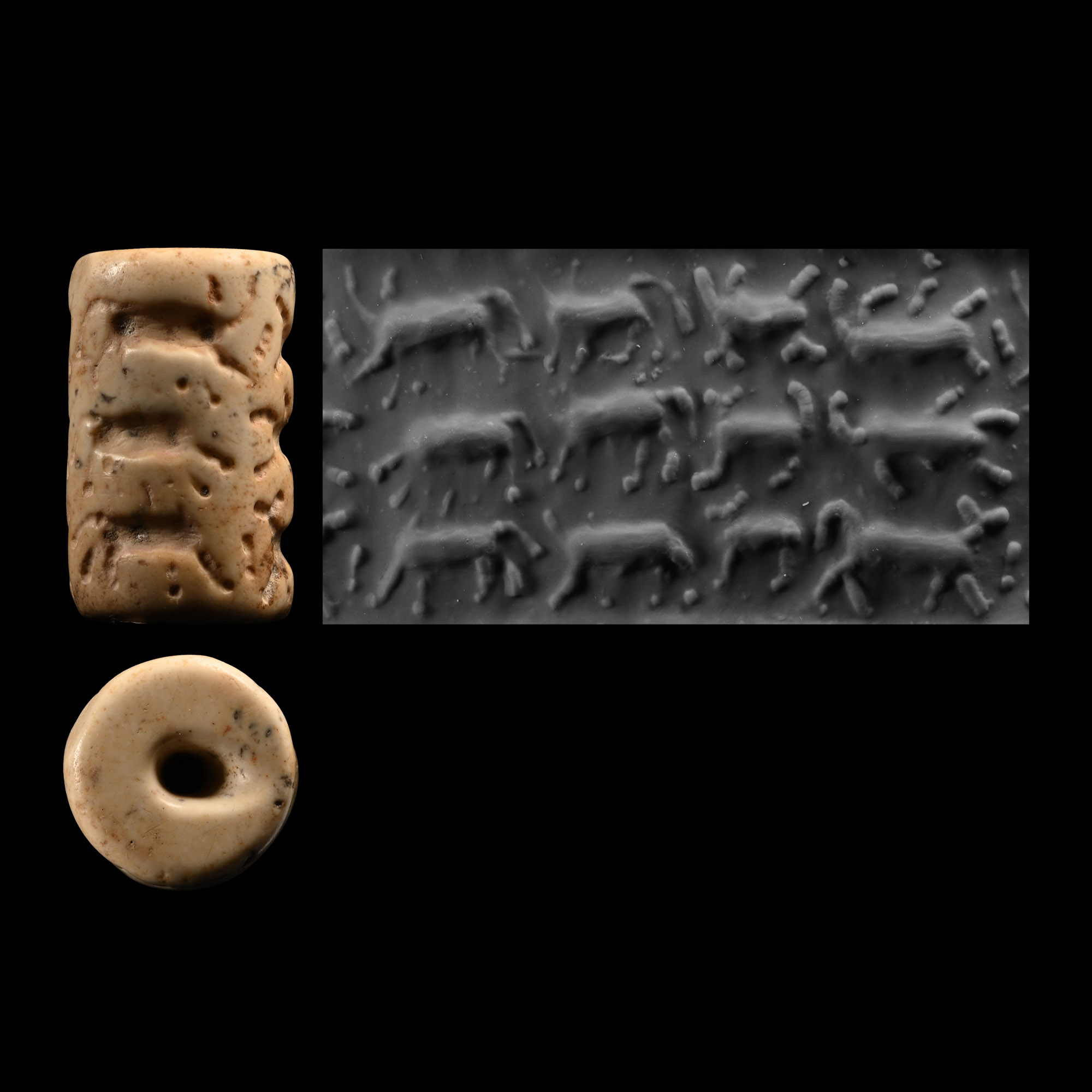 Mesopotamian White Stone Cylinder Seal