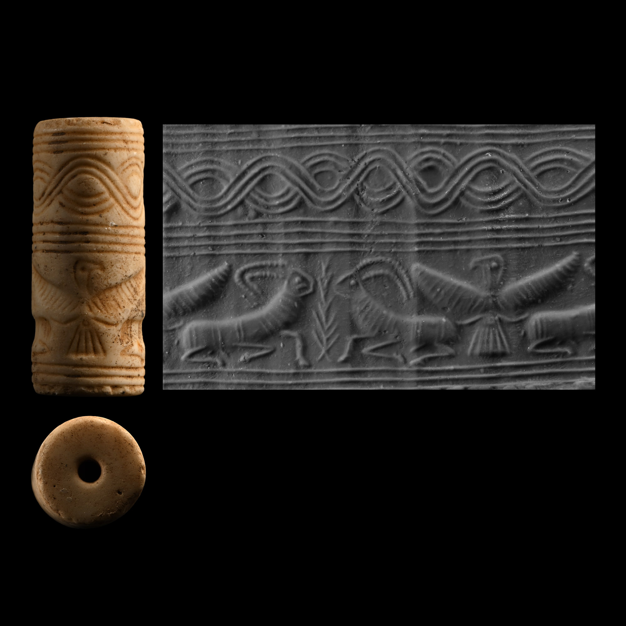 Large Early Dynastic White Stone Cylinder Seal