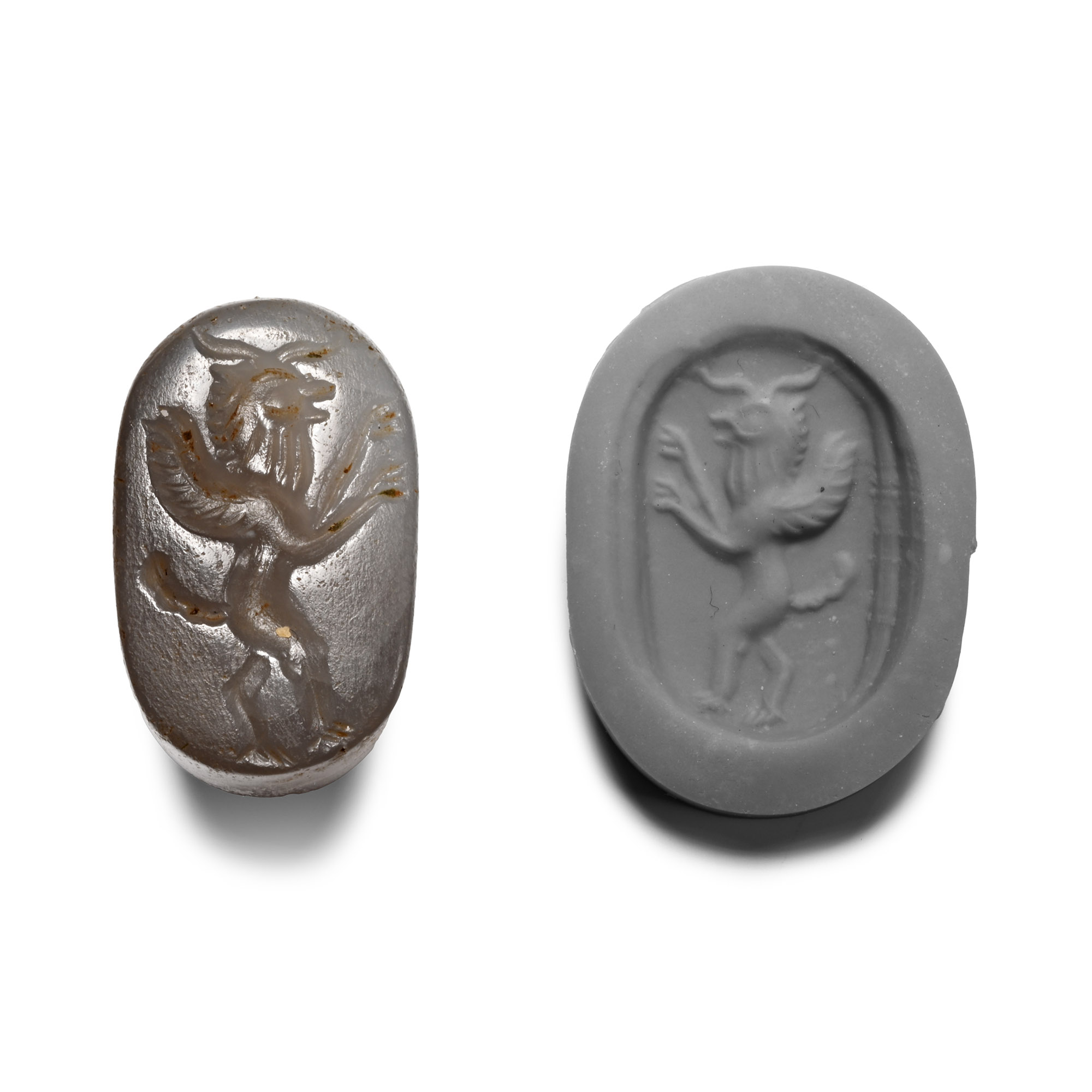 Neo Babylonian Stone Stamp Seal with Winged God