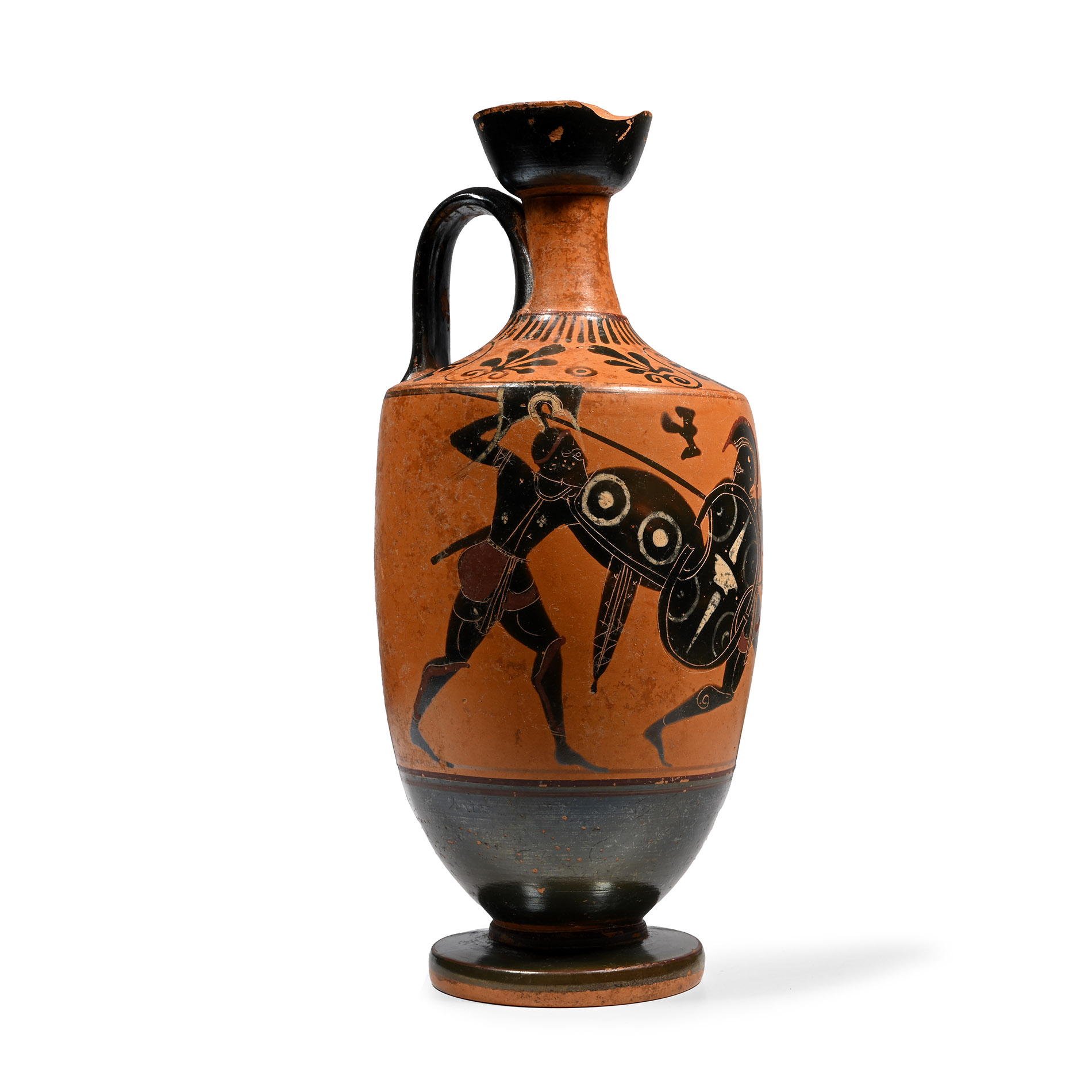 Greek Attic Black-Figure Lekythos with Combat Scene