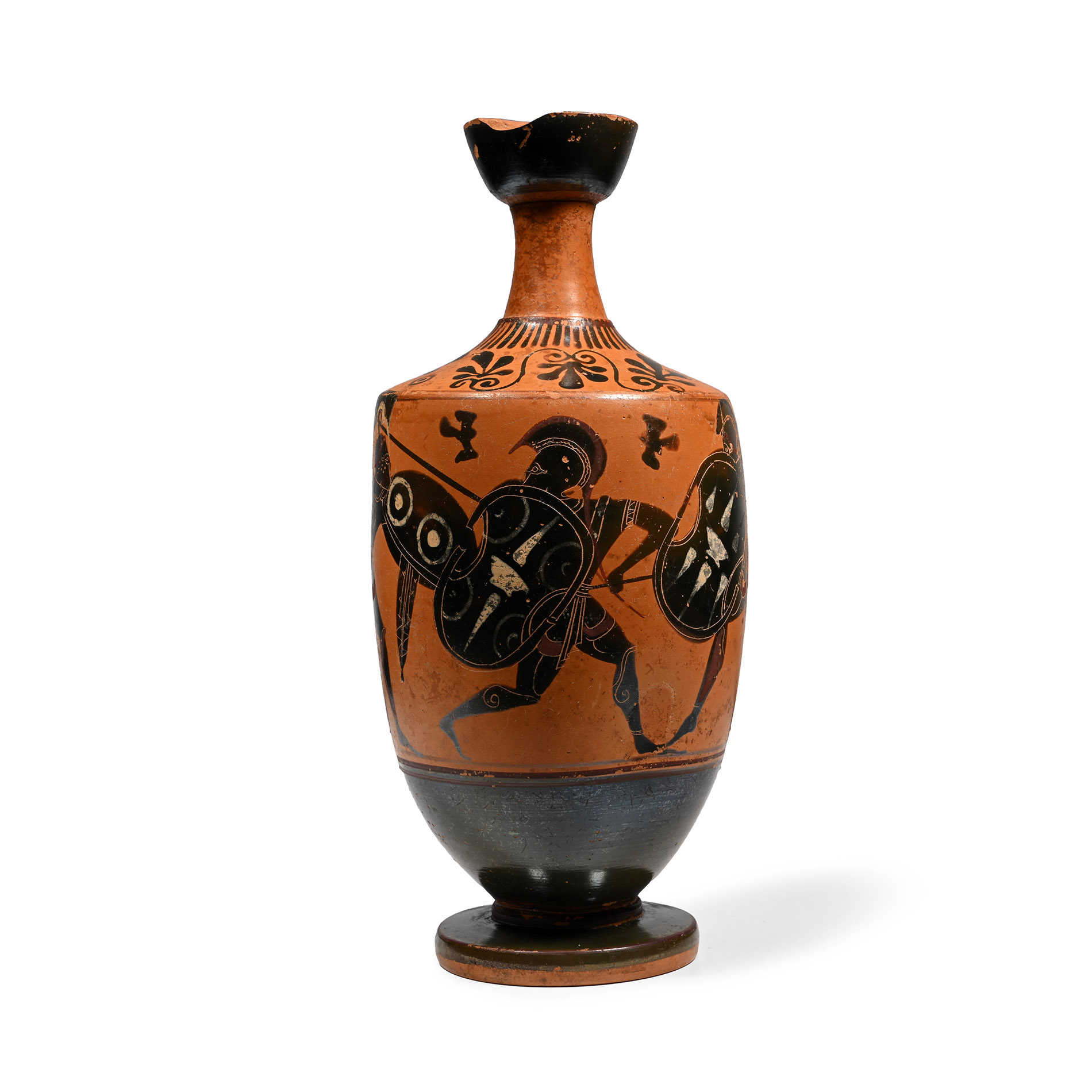 Greek Attic Black-Figure Lekythos with Combat Scene