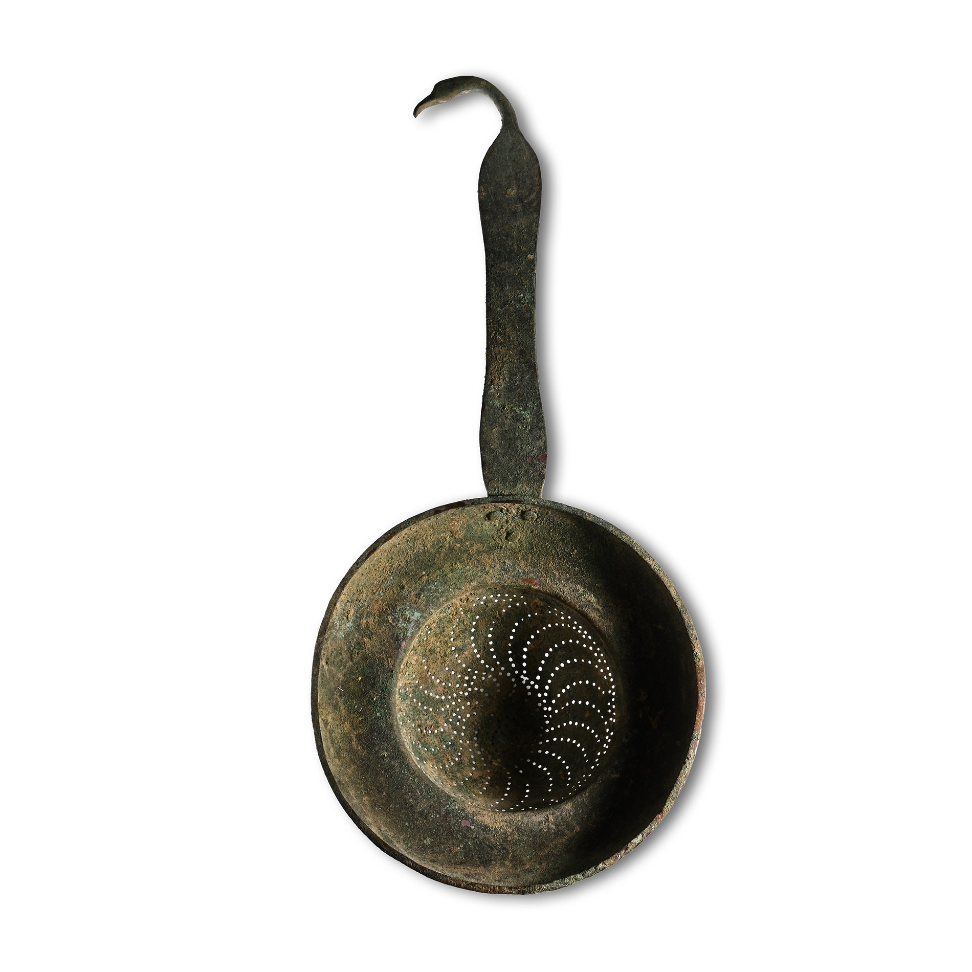 Greek Bronze Swan-Headed Wine Strainer