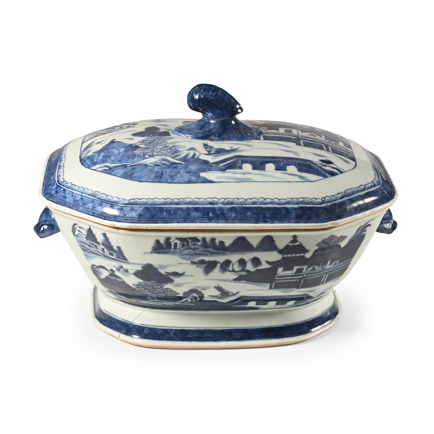 Diana Cargo Shipwreck Large Glazed Blue and White Lidded Terrine
