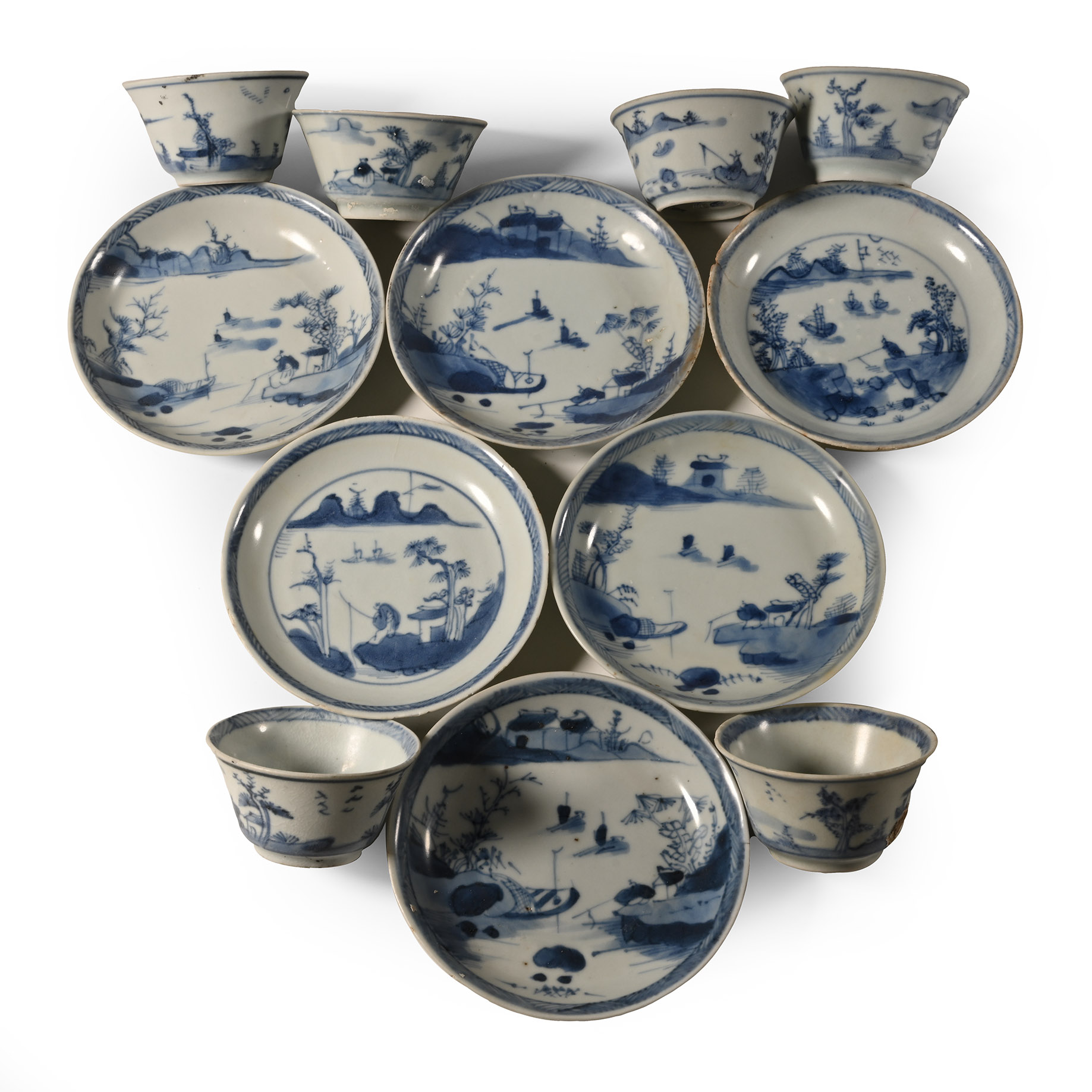 Ca Mau Cargo Shipwreck Glazed Blue and White Tea Bowl and Dish Set