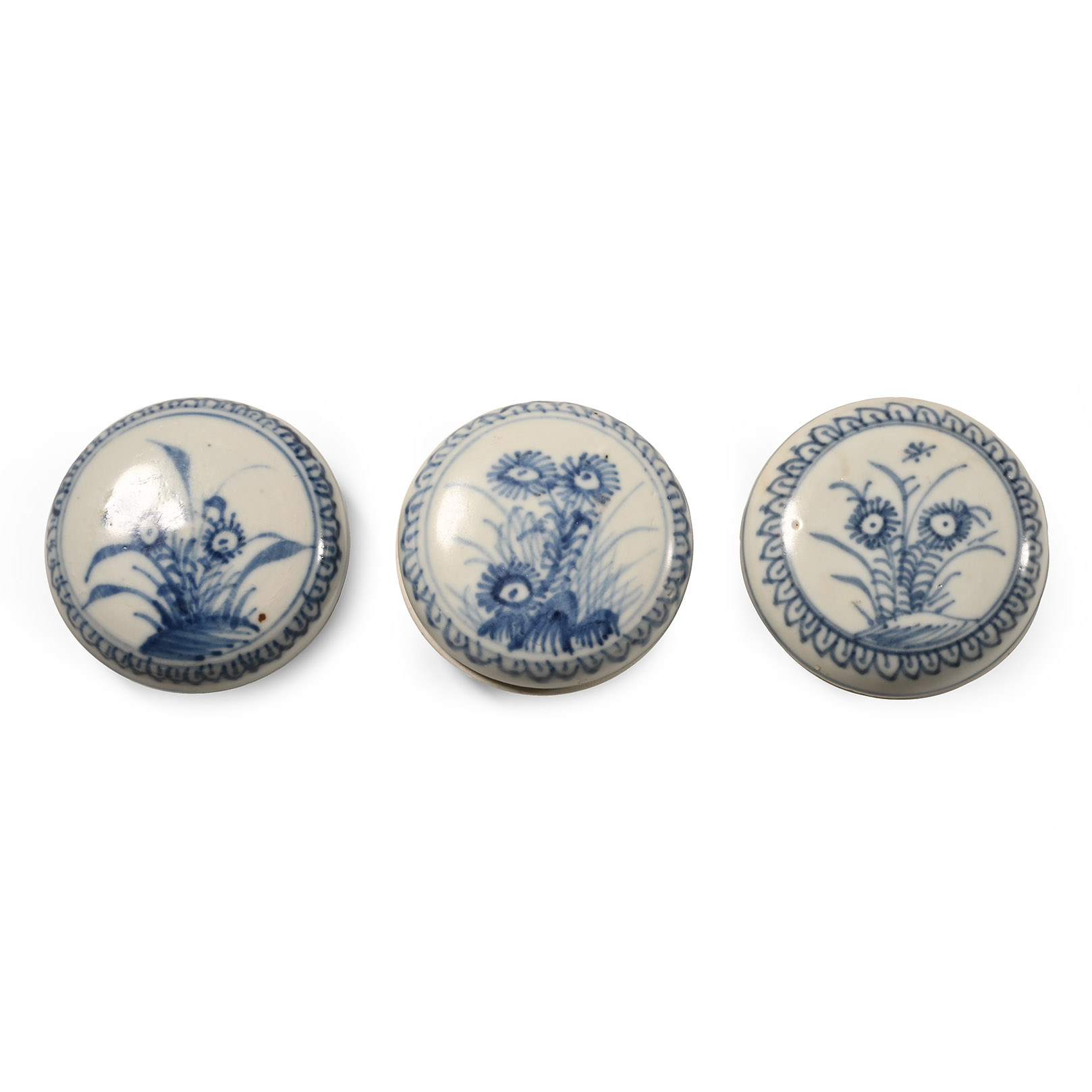 Ca Mau Cargo Shipwreck Glazed Blue and White Lidded Box Set of Three