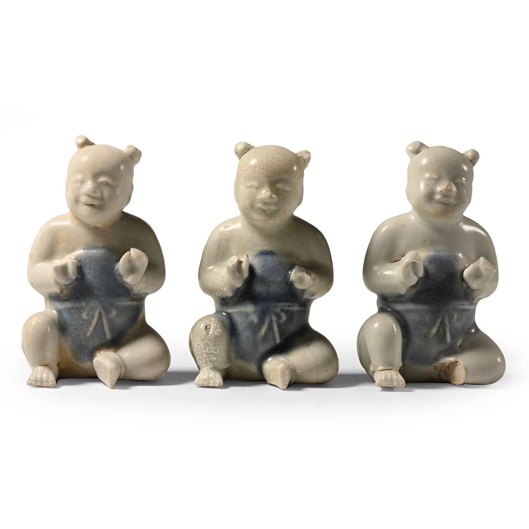 Ca Mau Cargo Shipwreck Glazed Blue and White Child Figurine Group