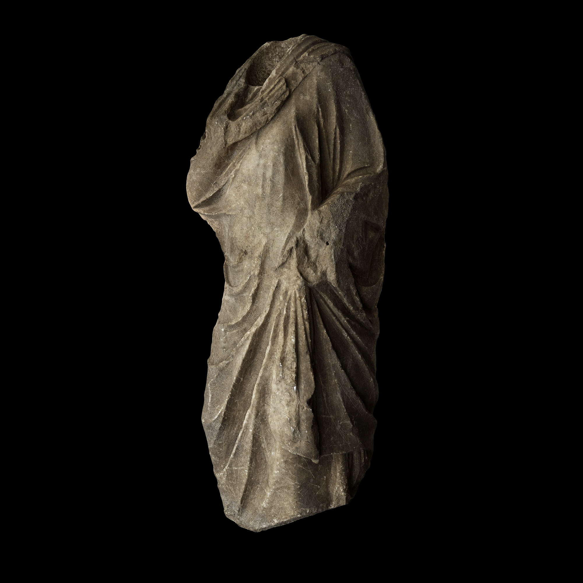 Larger Than Life-Size Greek Marble Draped Torso