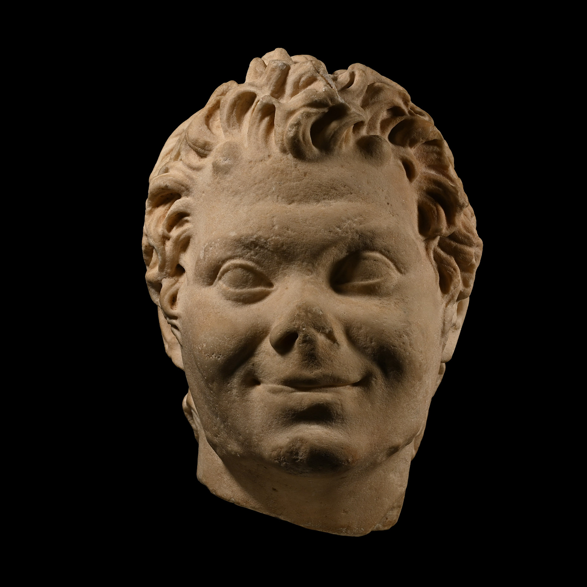Roman Marble Head of a Satyr