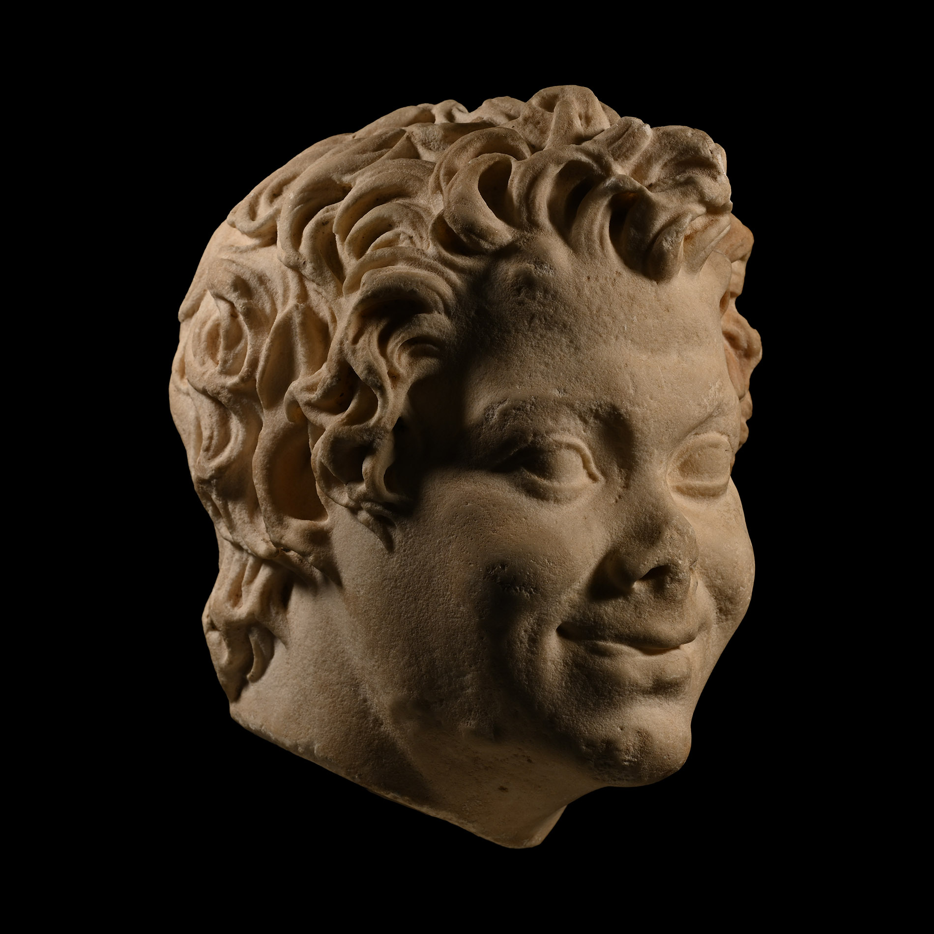 Roman Marble Head of a Satyr