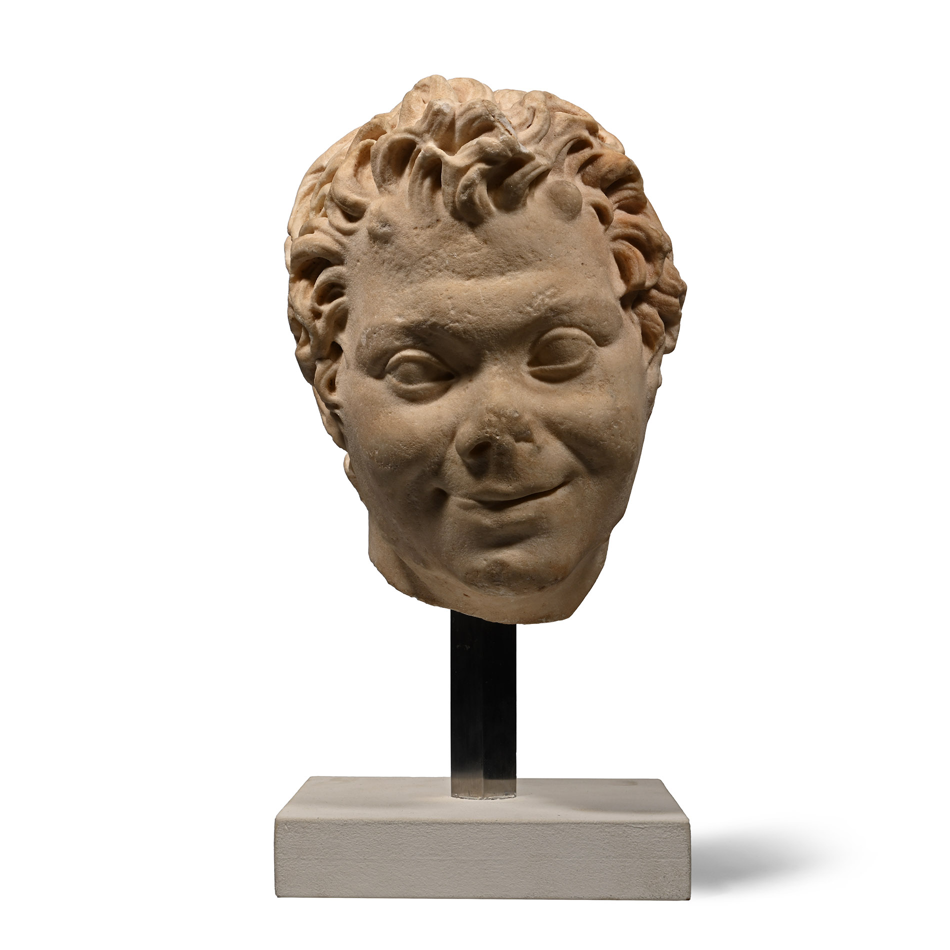 Roman Marble Head of a Satyr