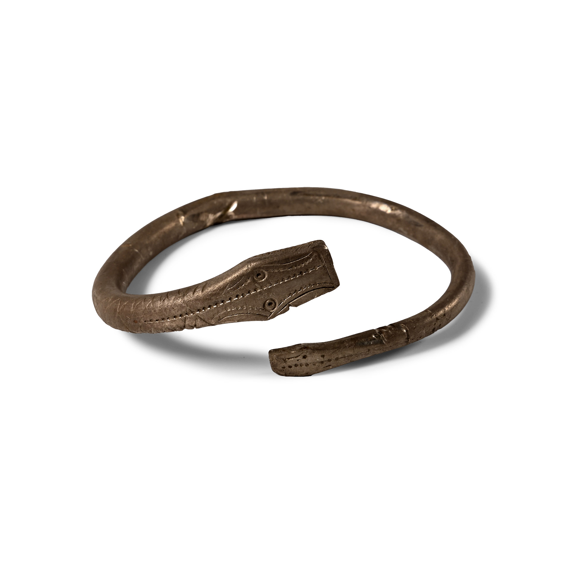 Iron Age Celtic Silver Snake-Headed Bracelet