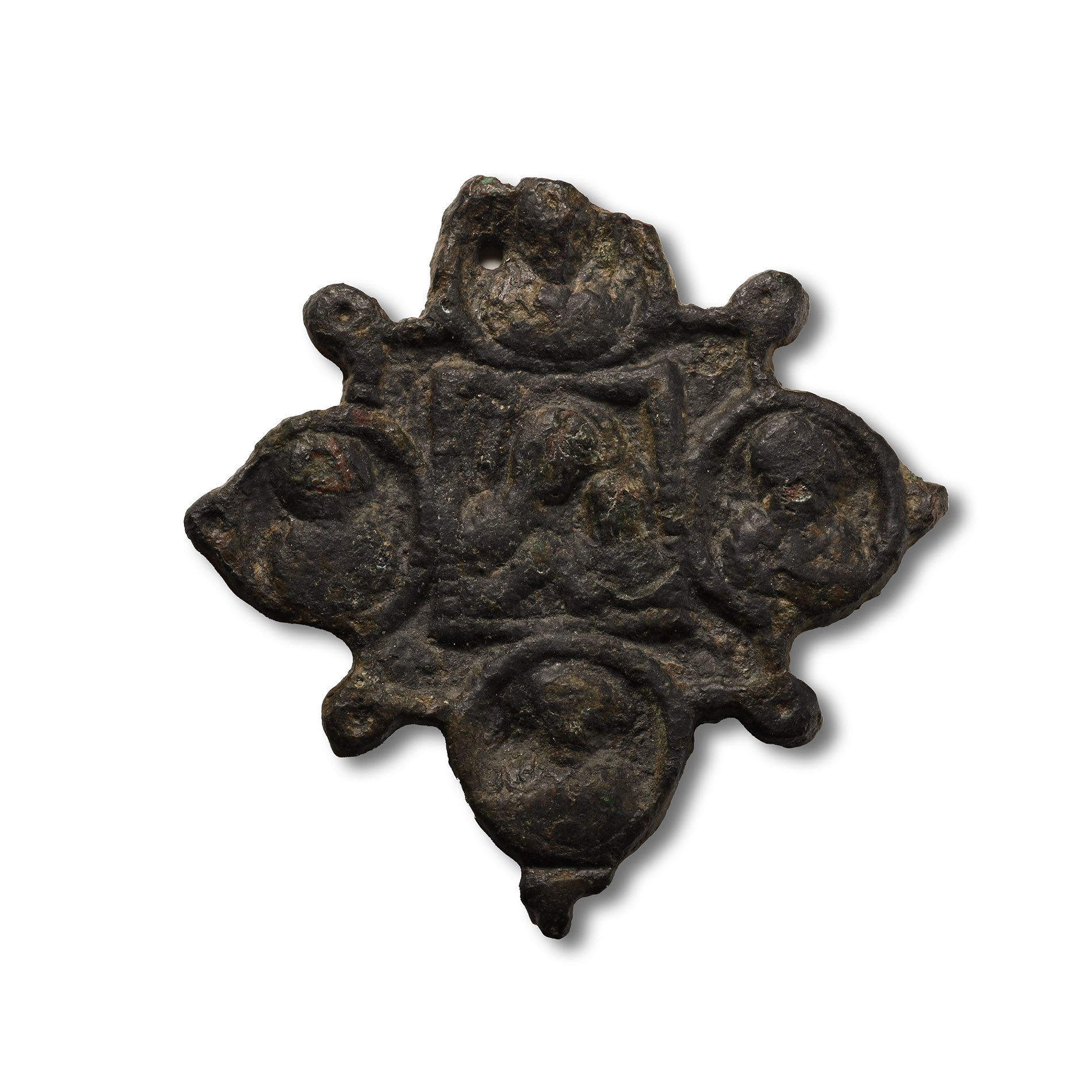 Medieval Bronze Mount with Saints