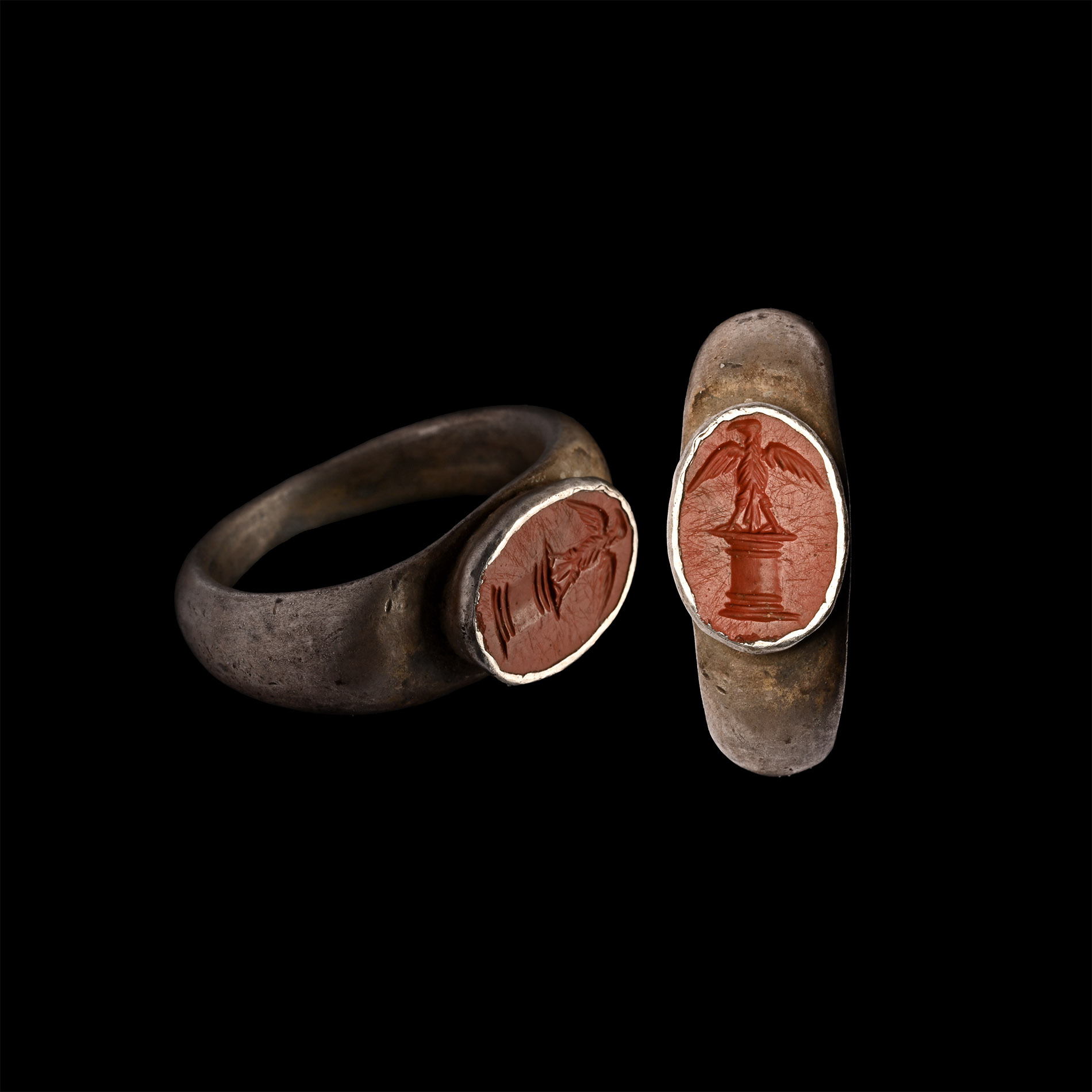 Roman Eagle Jasper Gemstone in Silver Ring