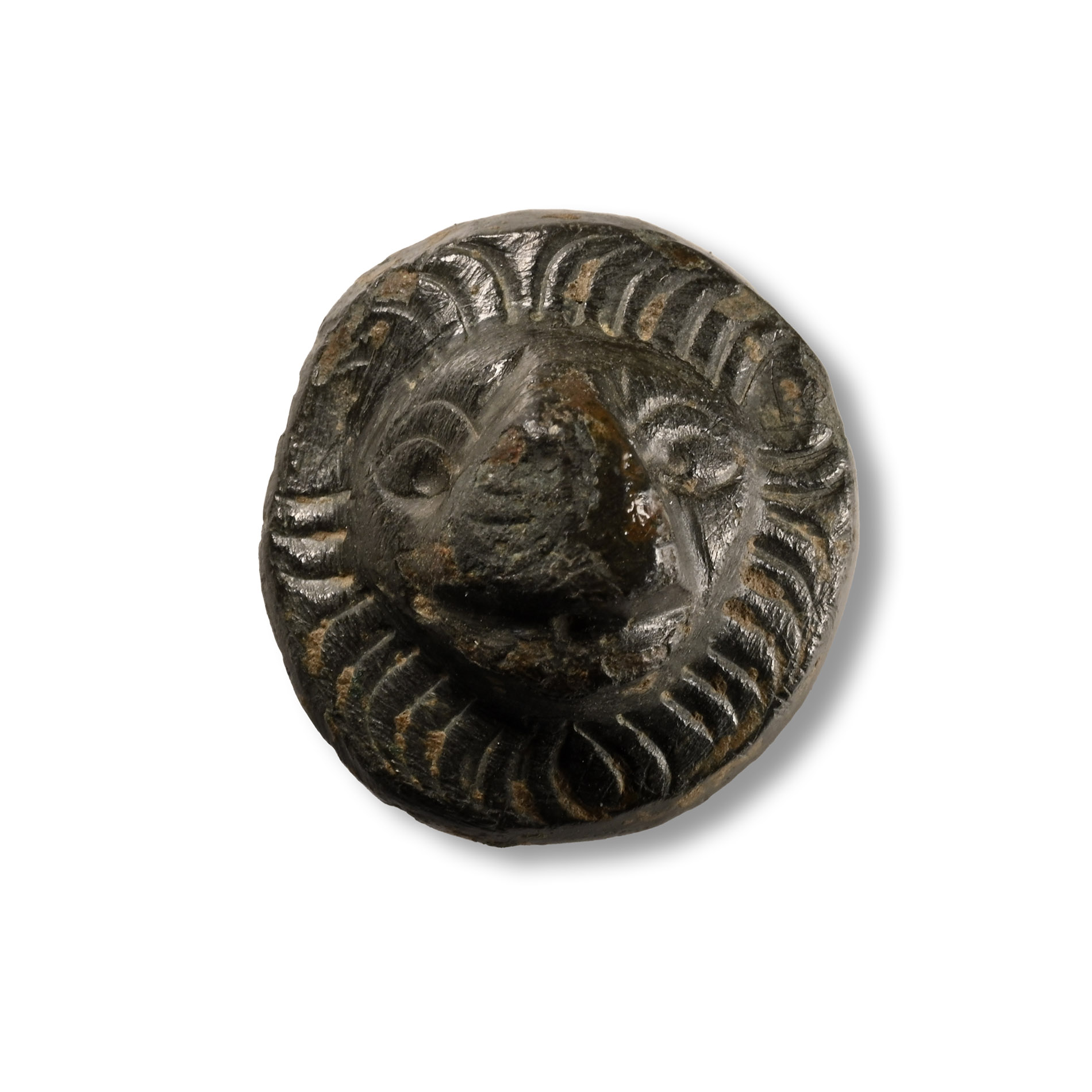 Roman Bronze Lion-Headed Casket Mount