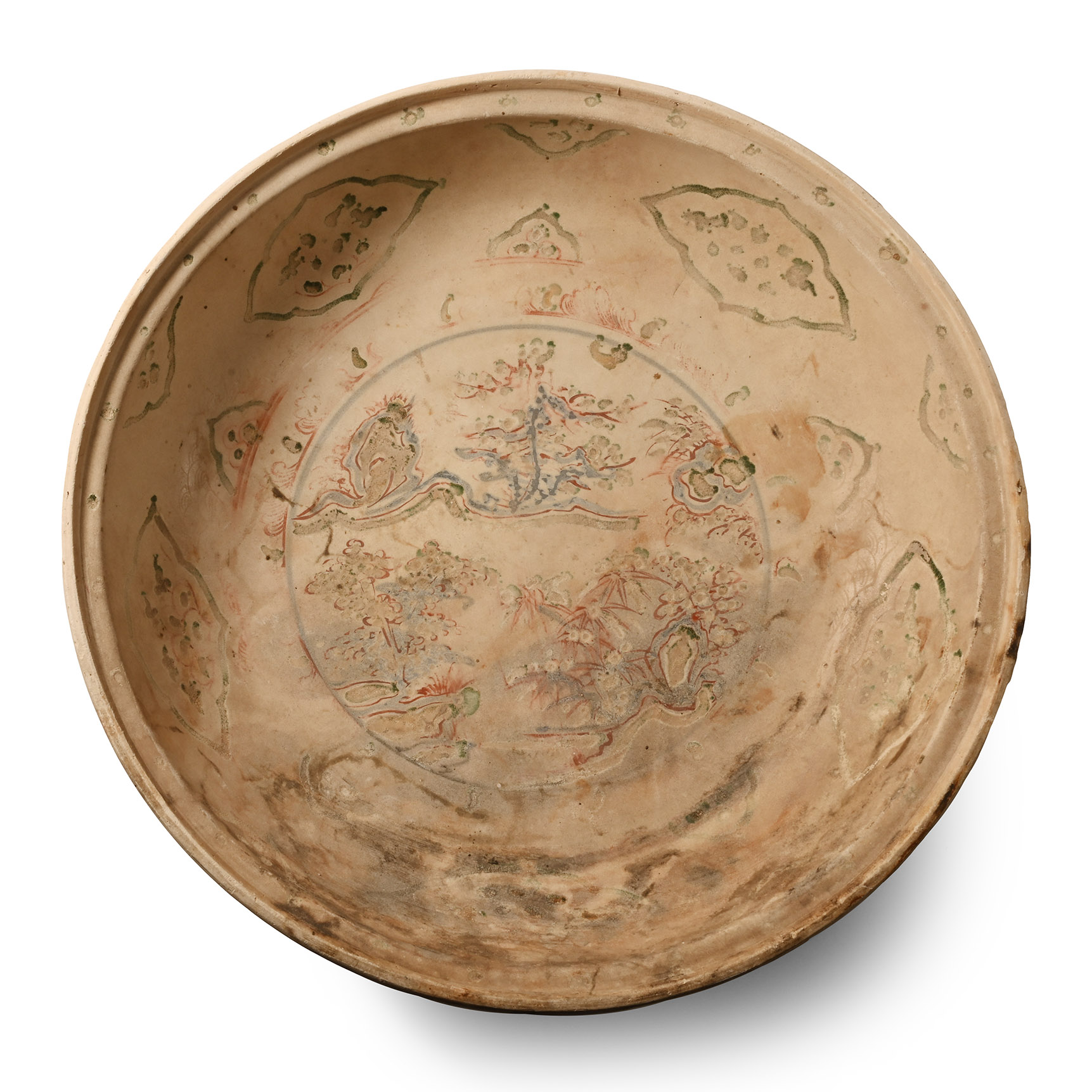 Massive Hoi An Shipwreck Glazed Polychrome Dish