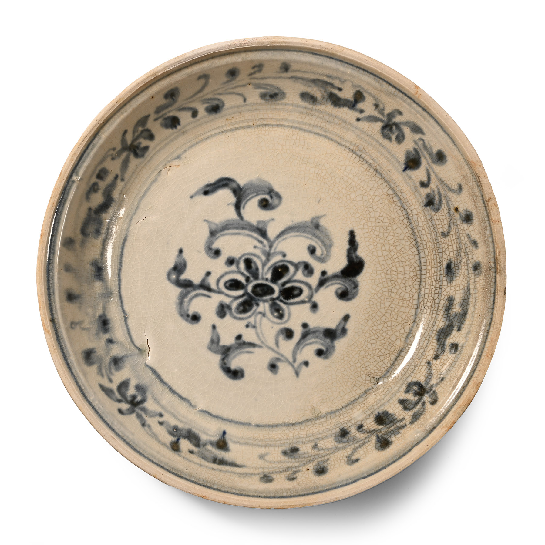 Large Hoi An Shipwreck Glazed Blue and White Bowl
