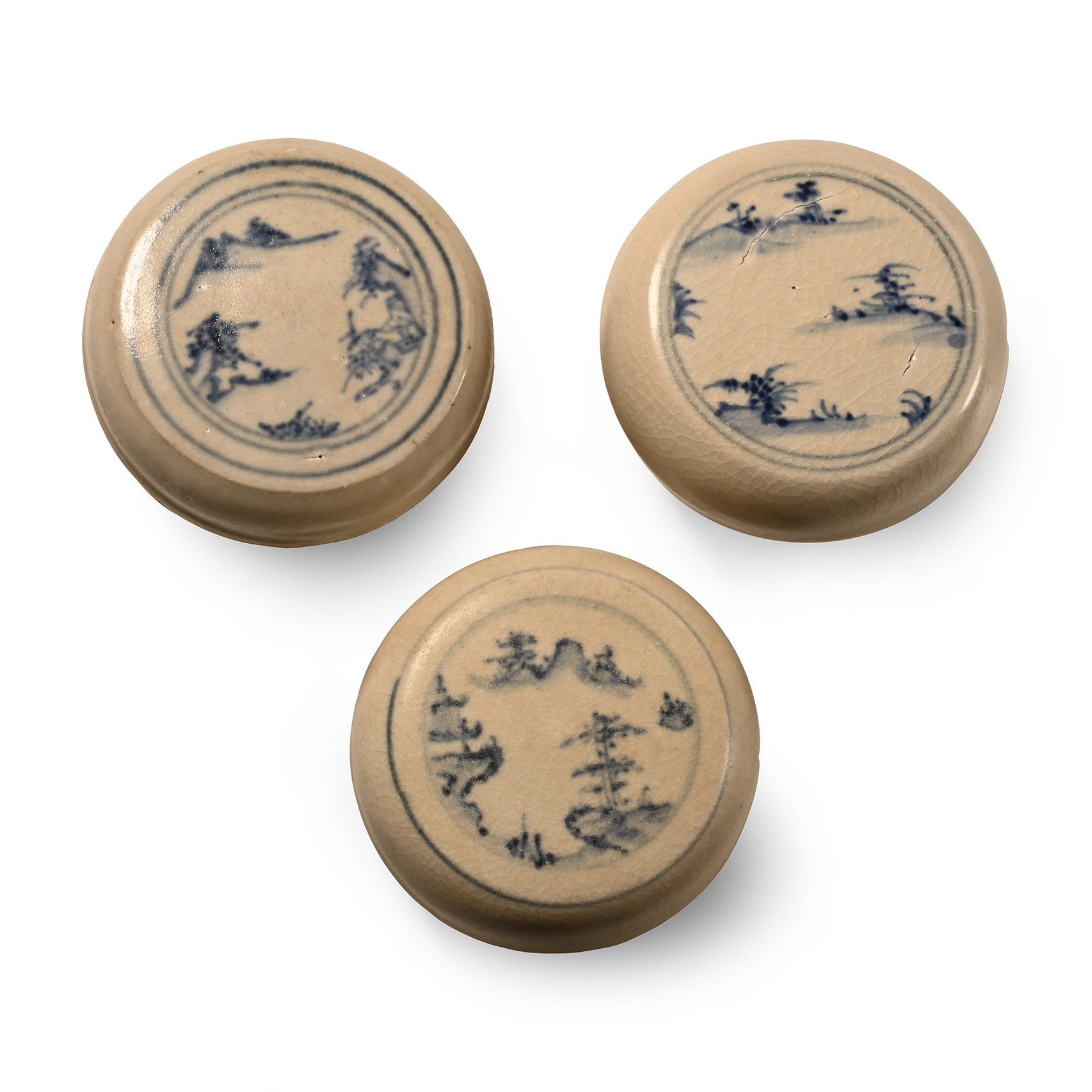 Hoi An Cargo Shipwreck Glazed Blue and White Lidded Box Collection