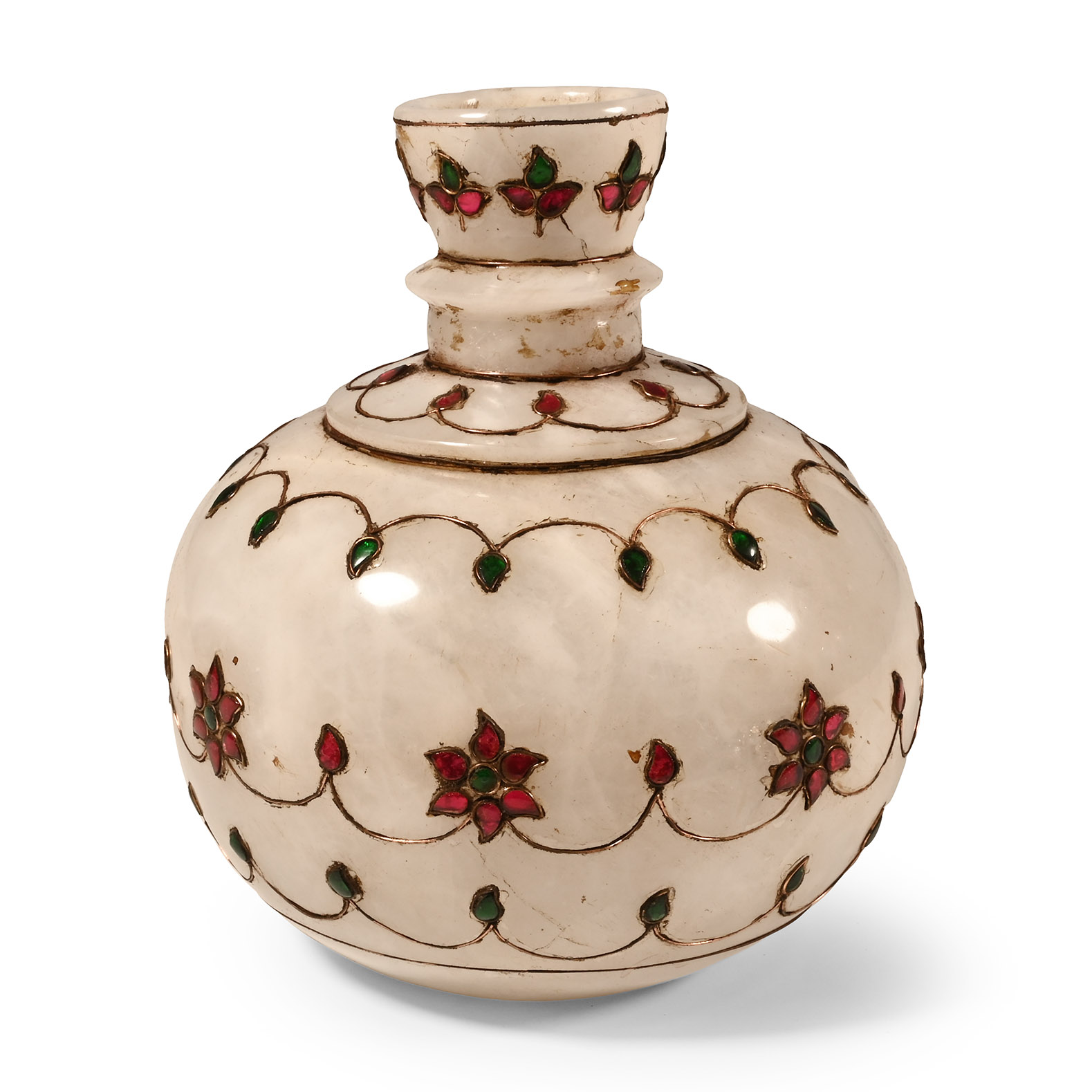 Boxed Quartz Vase with Cabochons