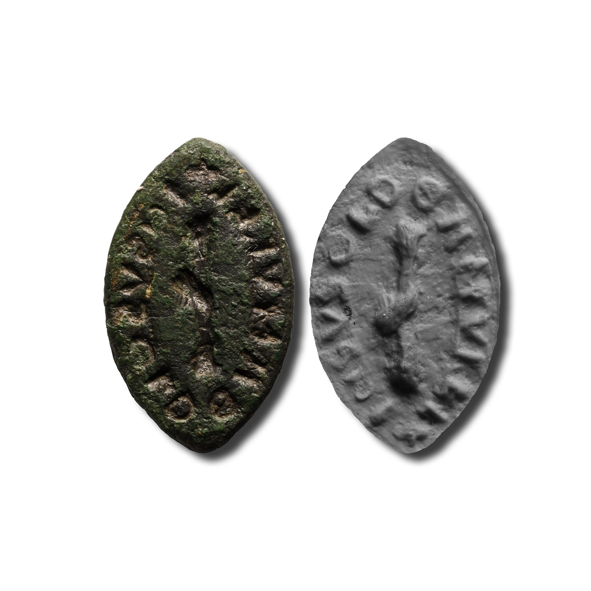 Medieval Bronze Vesica-Shaped Seal Matrix