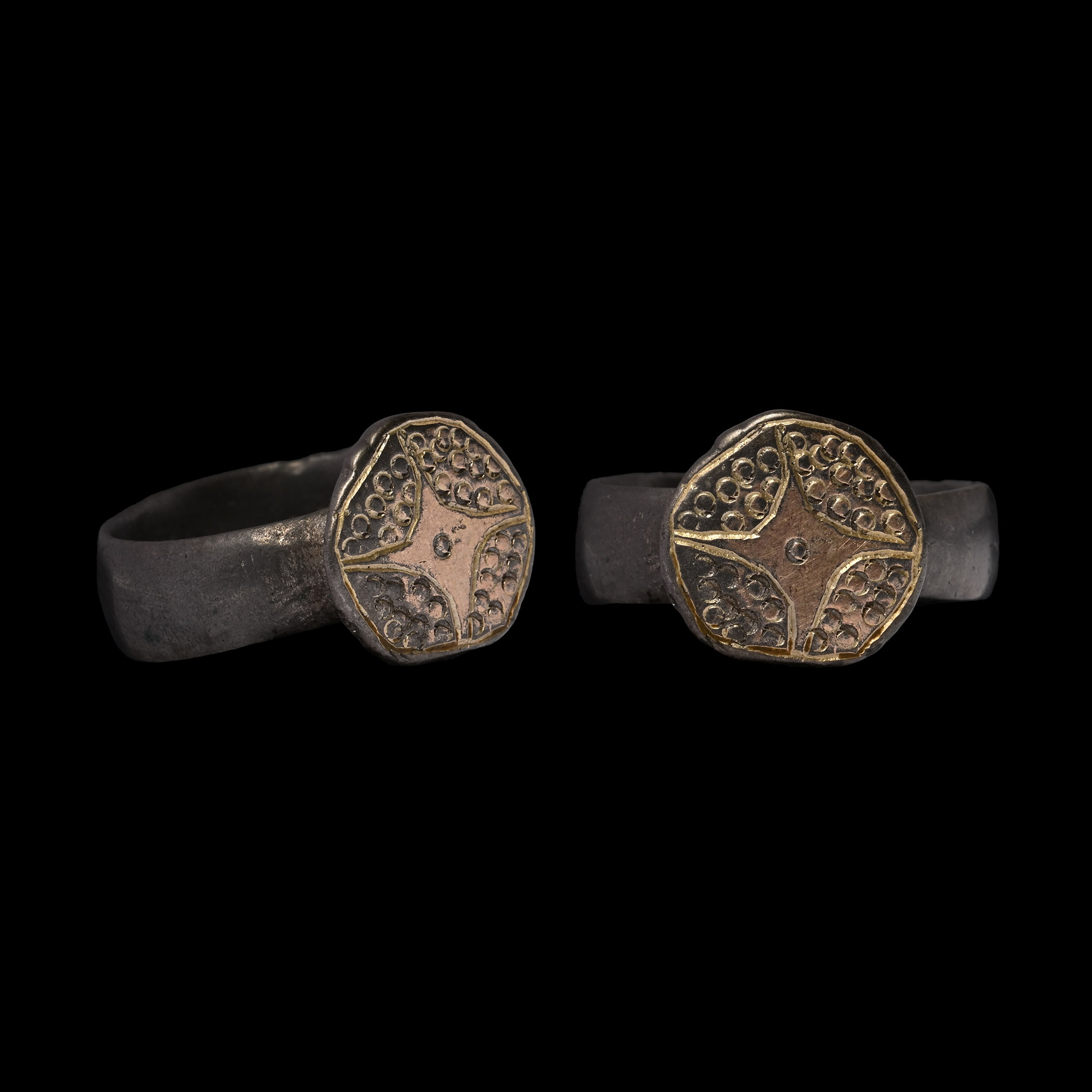 Medieval Silver Ring with Cross Design