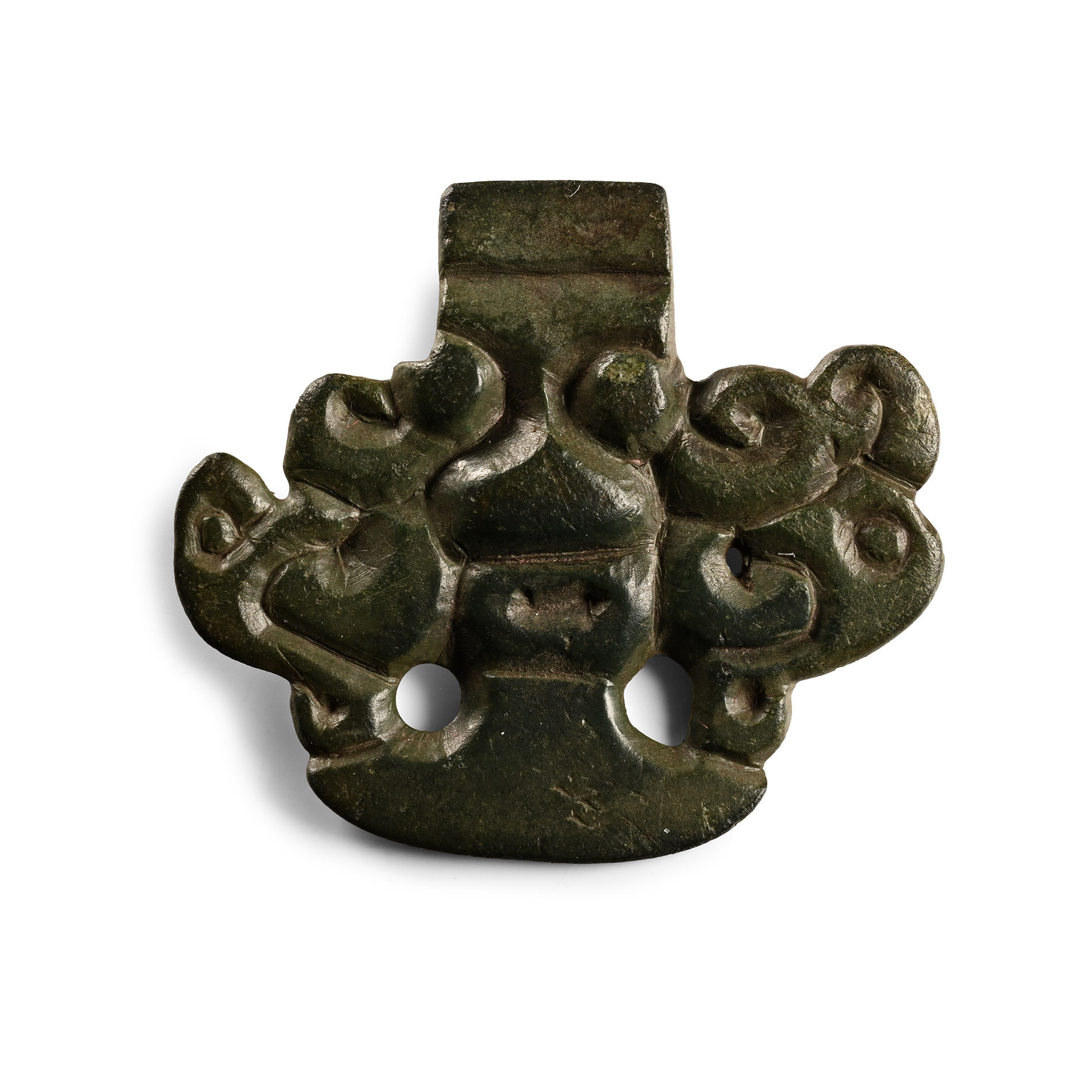 Anglo-Saxon Bronze Cruciform Brooch Terminal with Face Mask