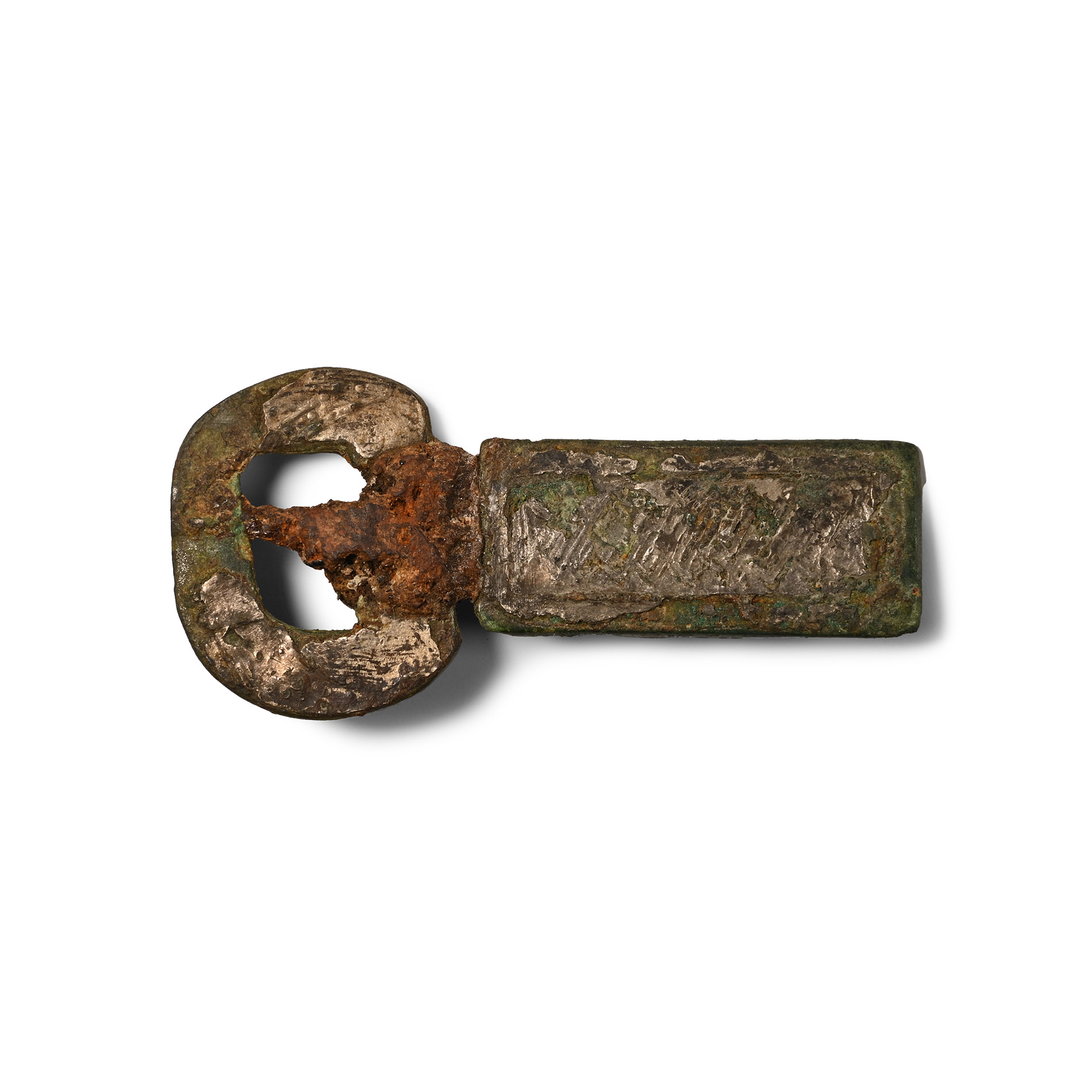 Saxon Bronze Buckle and Plate with Iron Pin