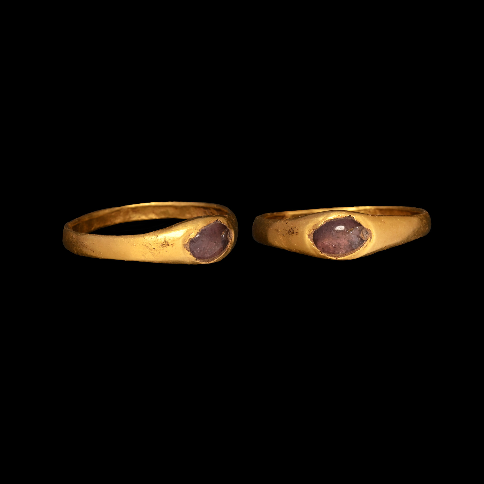 'The Oswestry' Medieval Gold Bishop's Stirrup Ring with Amethyst Cabochon