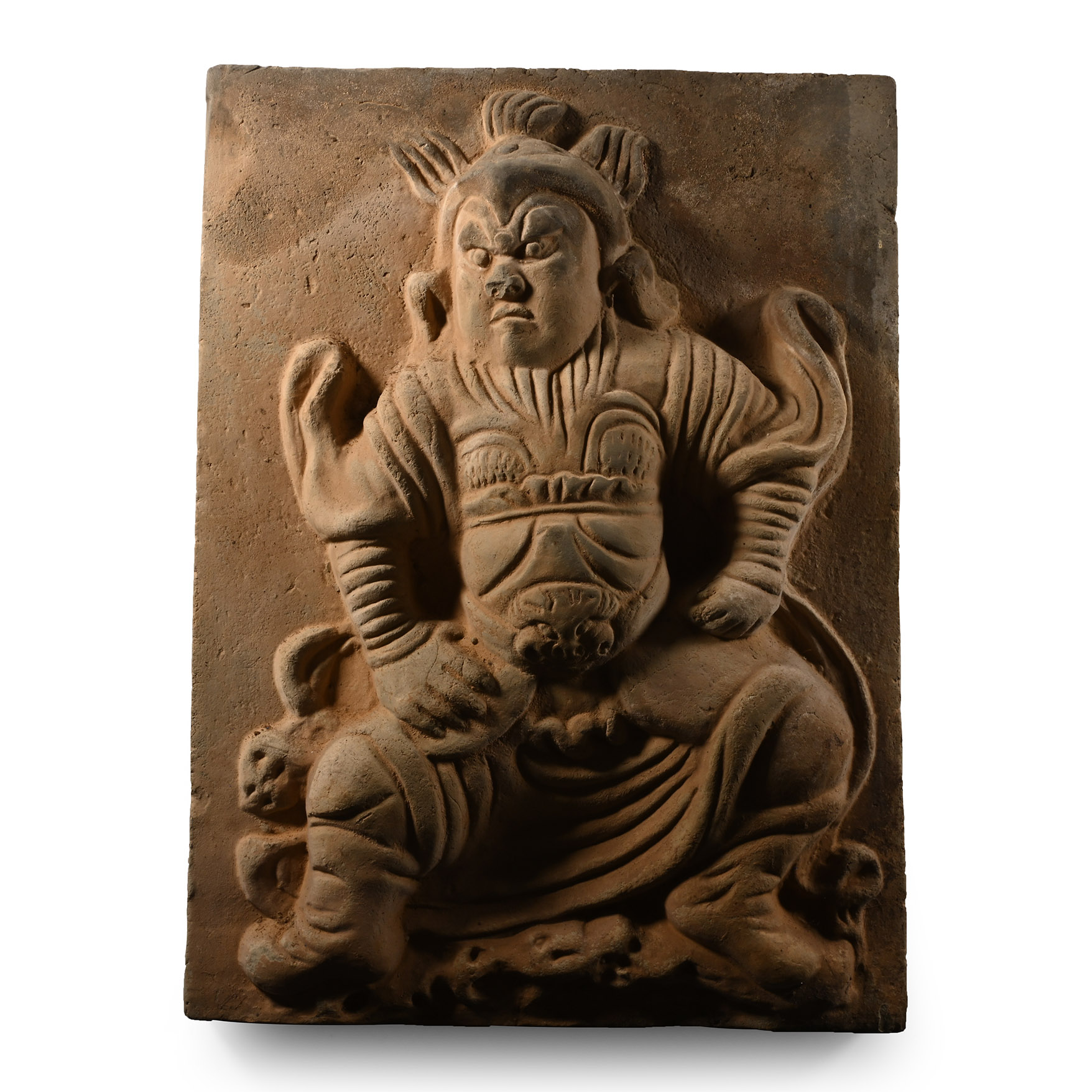 Chinese Song Terracotta Tile with Standing Warrior