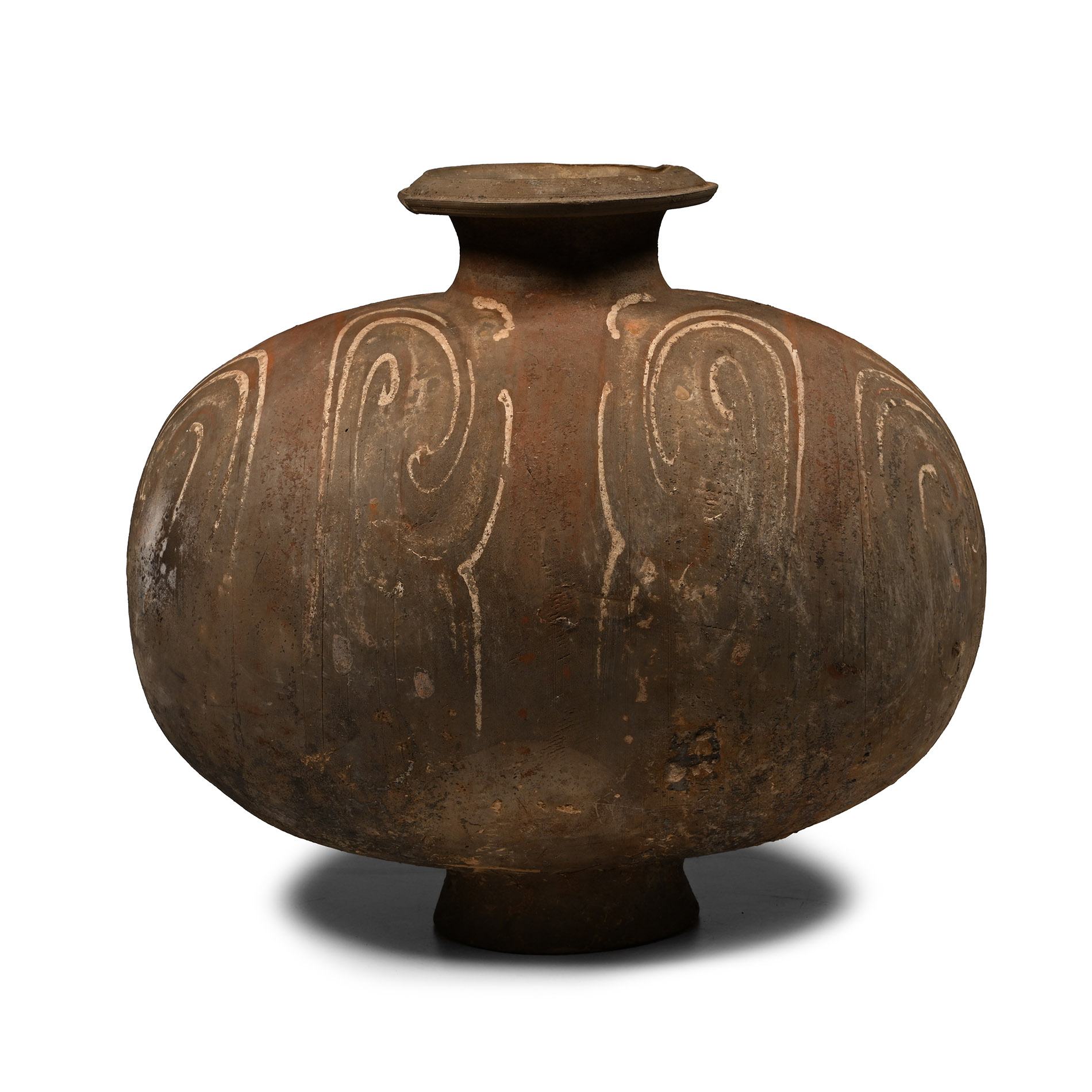 Large Chinese Han Painted Terracotta Cocoon Jar