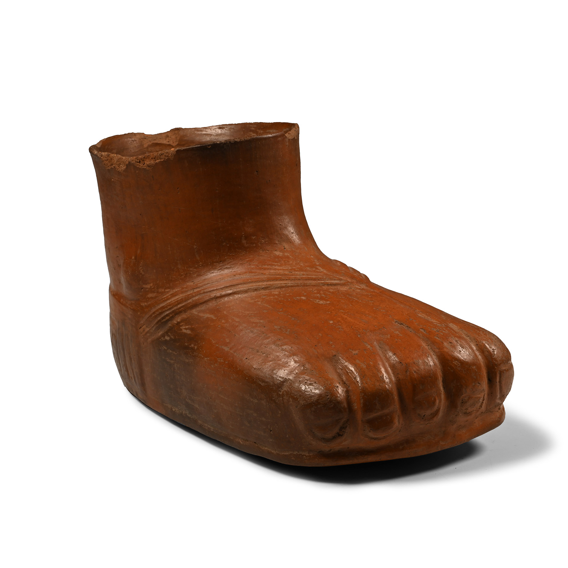 Pre-Columbian Chupicuaro Life-Size Foot-Shaped Red Ware Vessel