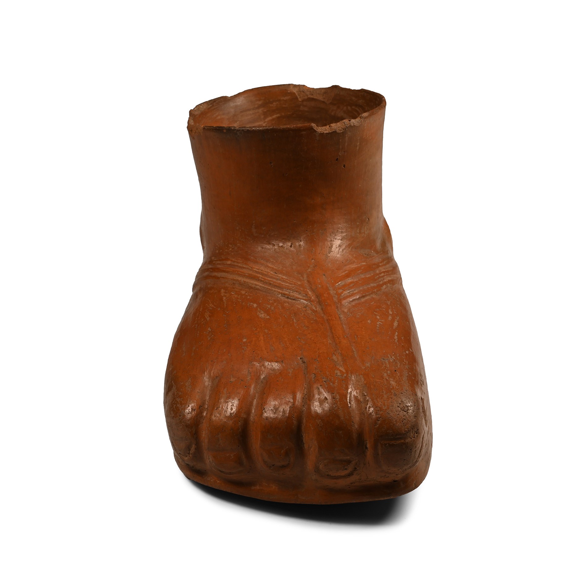 Pre-Columbian Chupicuaro Life-Size Foot-Shaped Red Ware Vessel