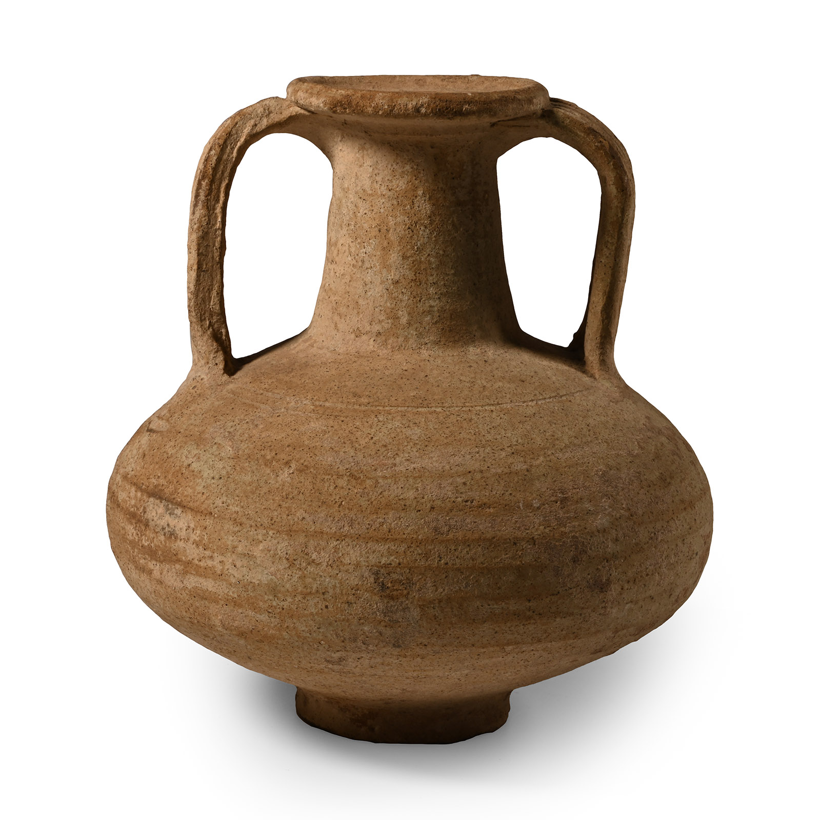 Roman Ribbed Terracotta Jar with Handles