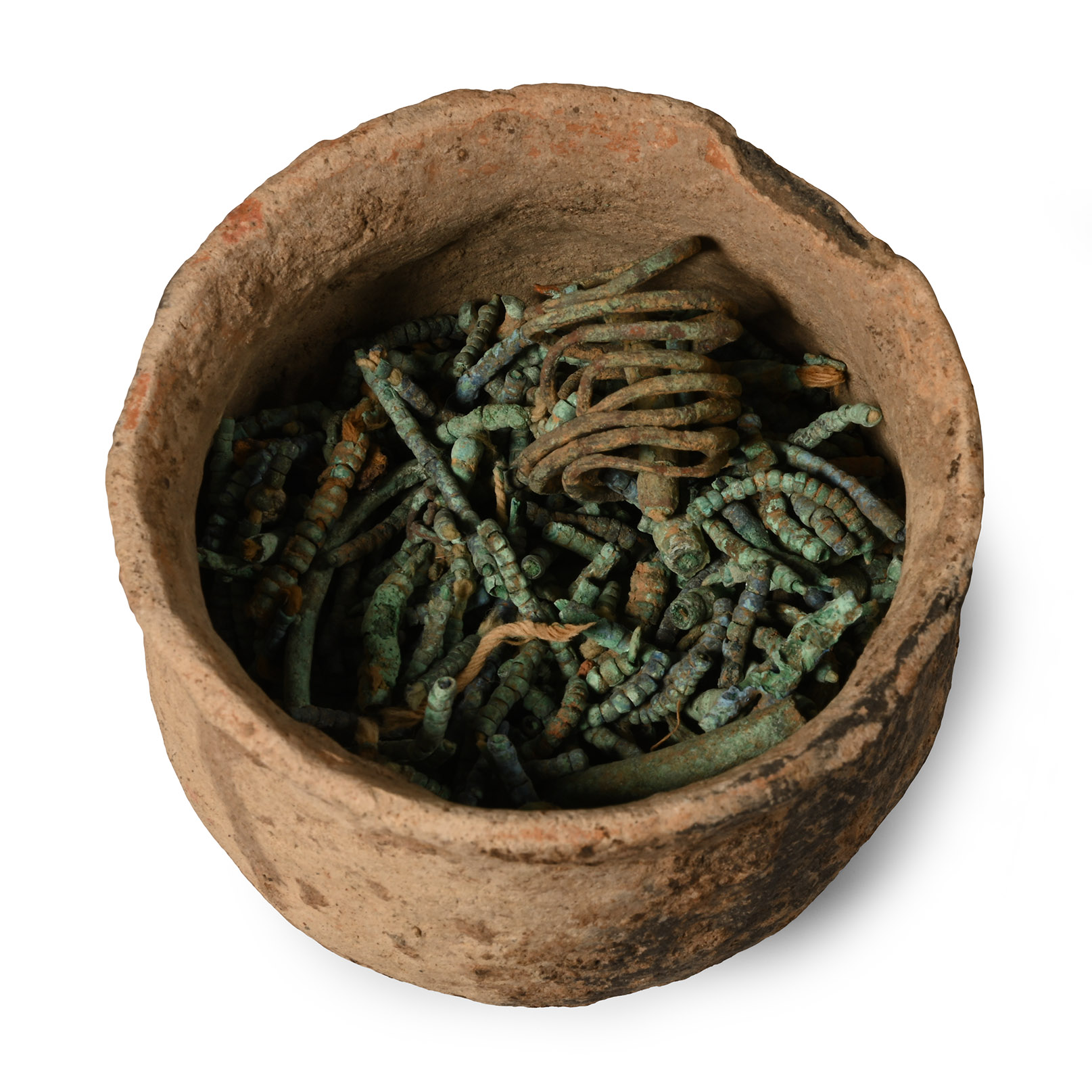Viking Period Bronze Necklace Bead and Ring Hoard Group