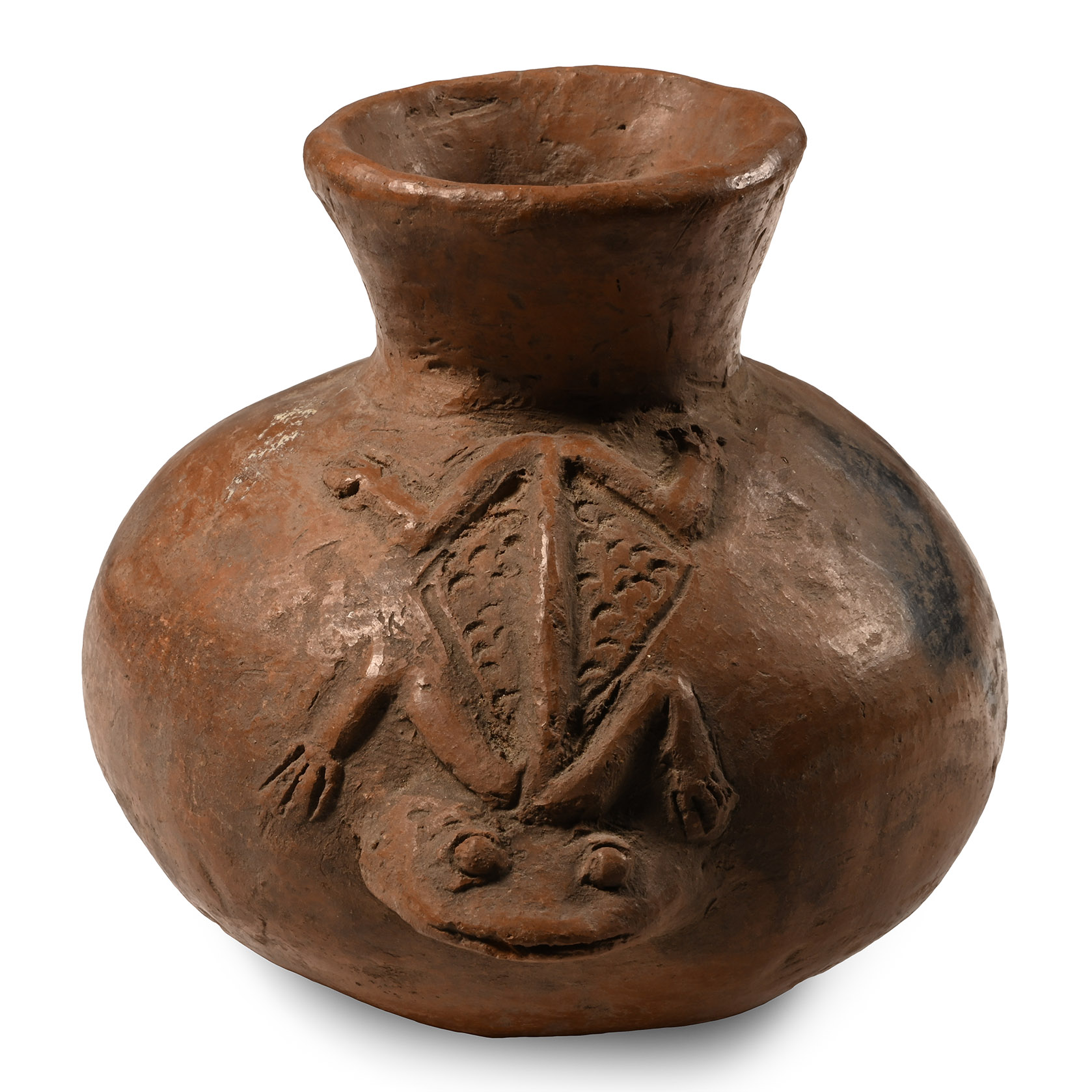 Pre-Columbian Colima Red Ware Frog Jar