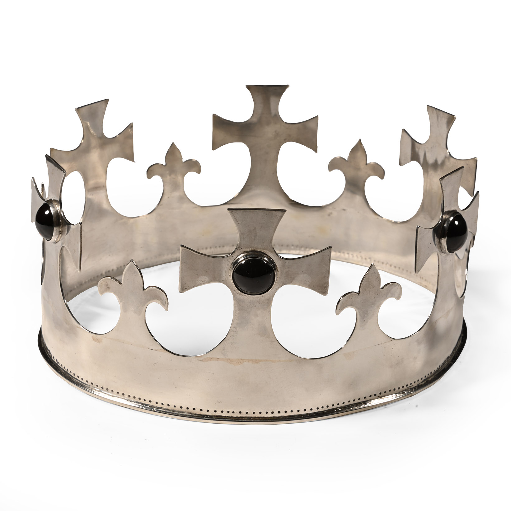 Medieval Style Solid Silver Jewelled Crown