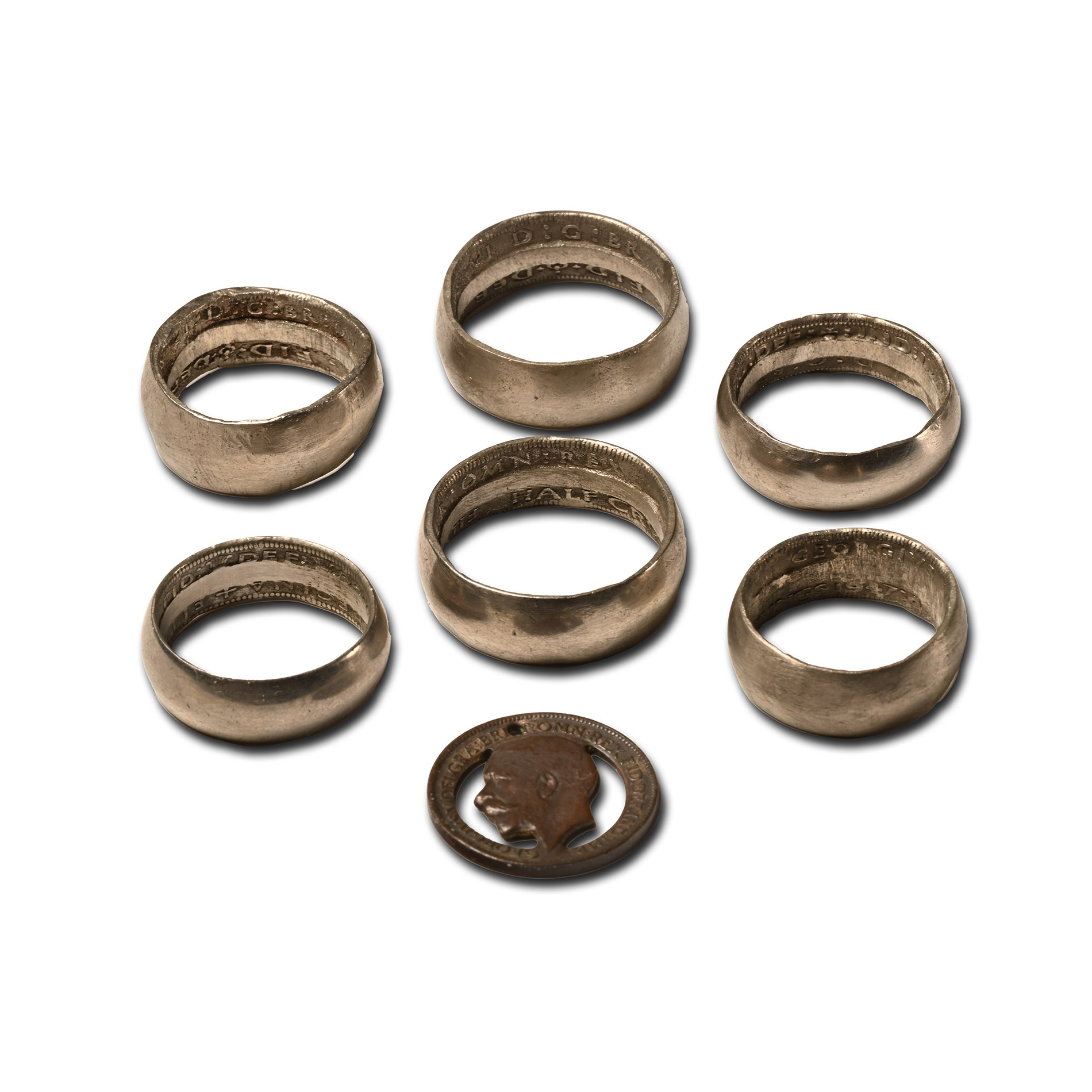 Silver Coin Ring and Fretworked Coin Group