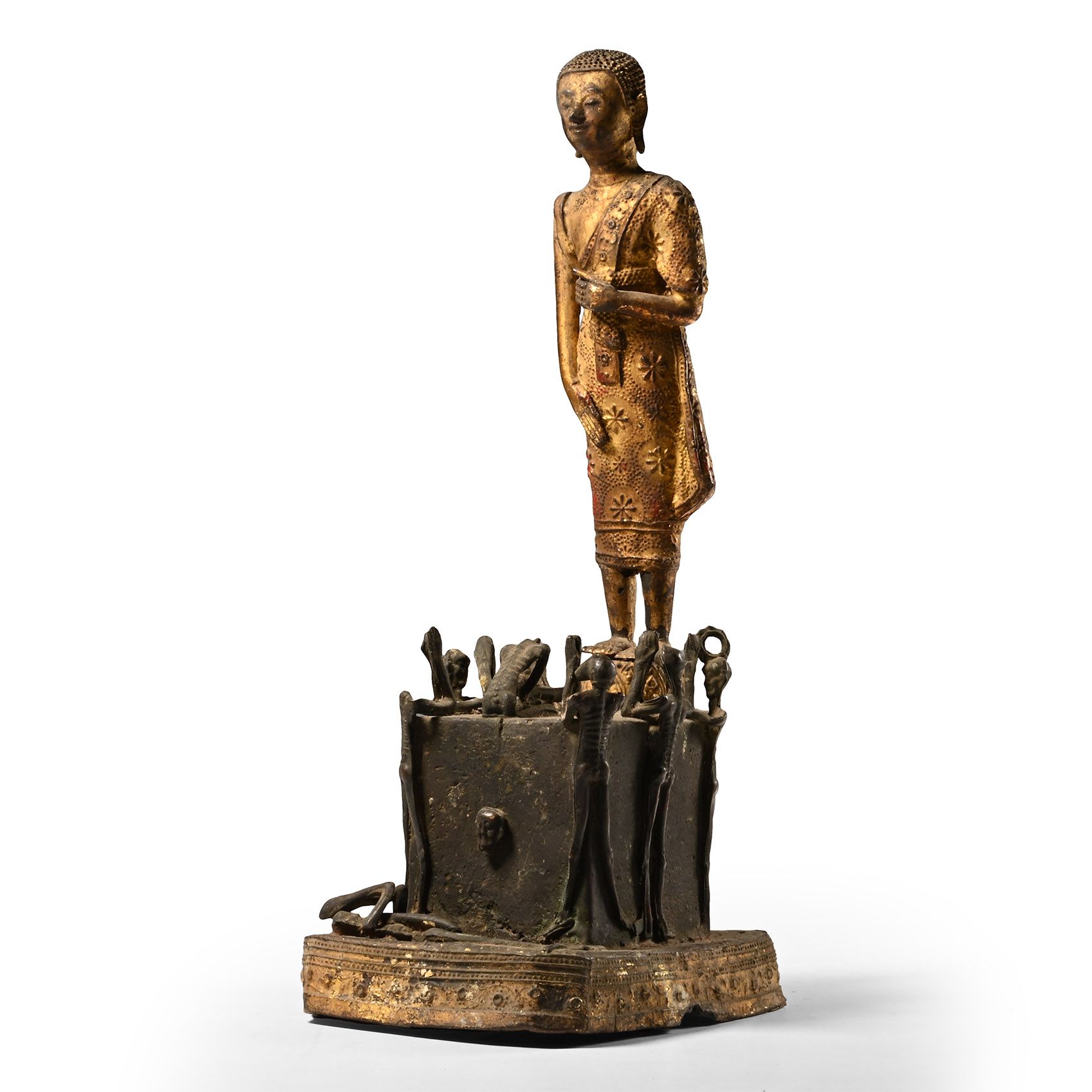 Large South East Asian Gilt Bronze Statue on Base