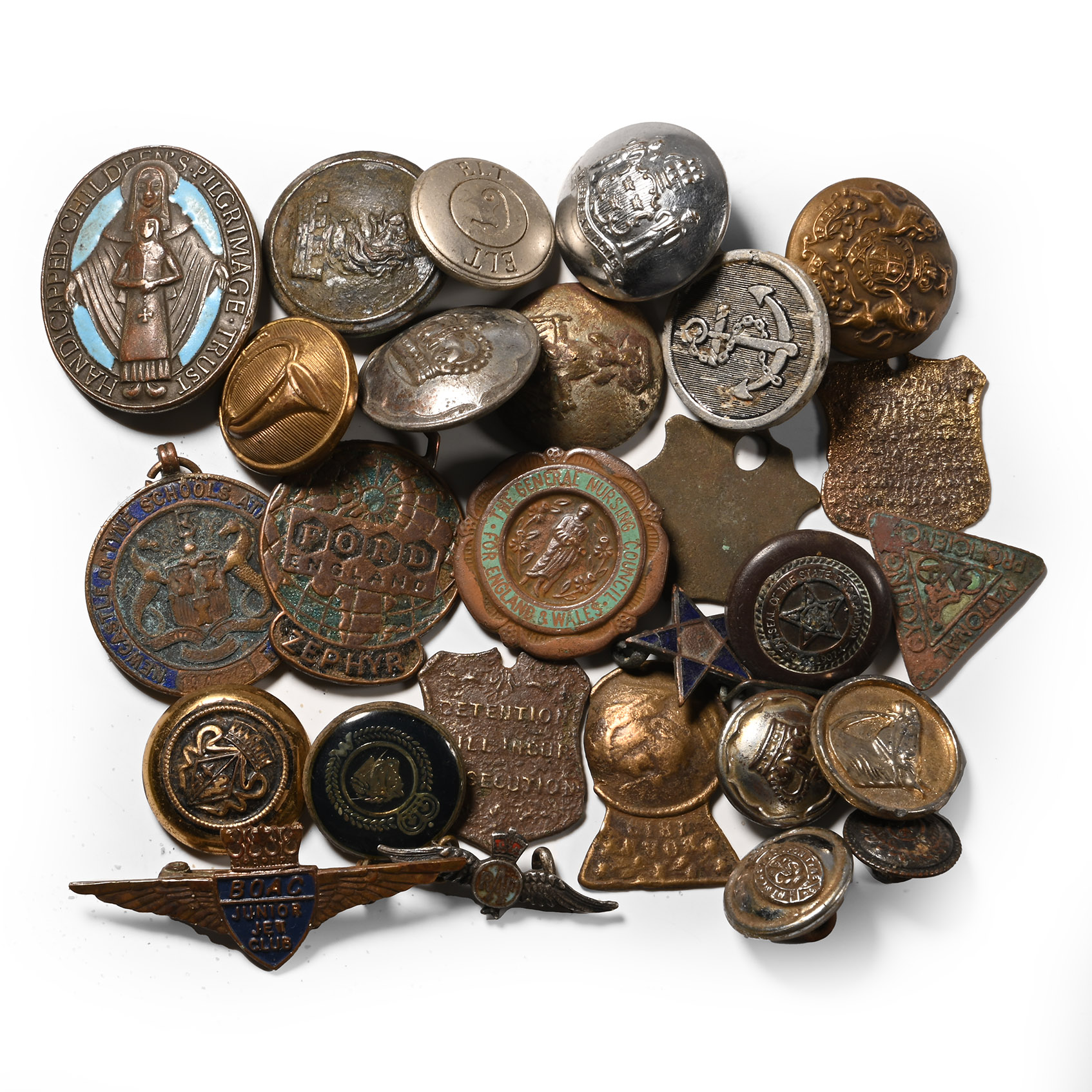 Bronze Button and Badge Group.