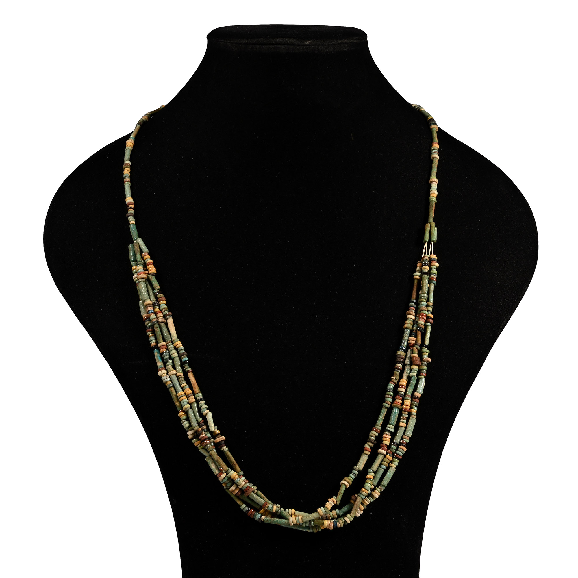Egyptian Multi-Stranded Mummy Bead Necklace String