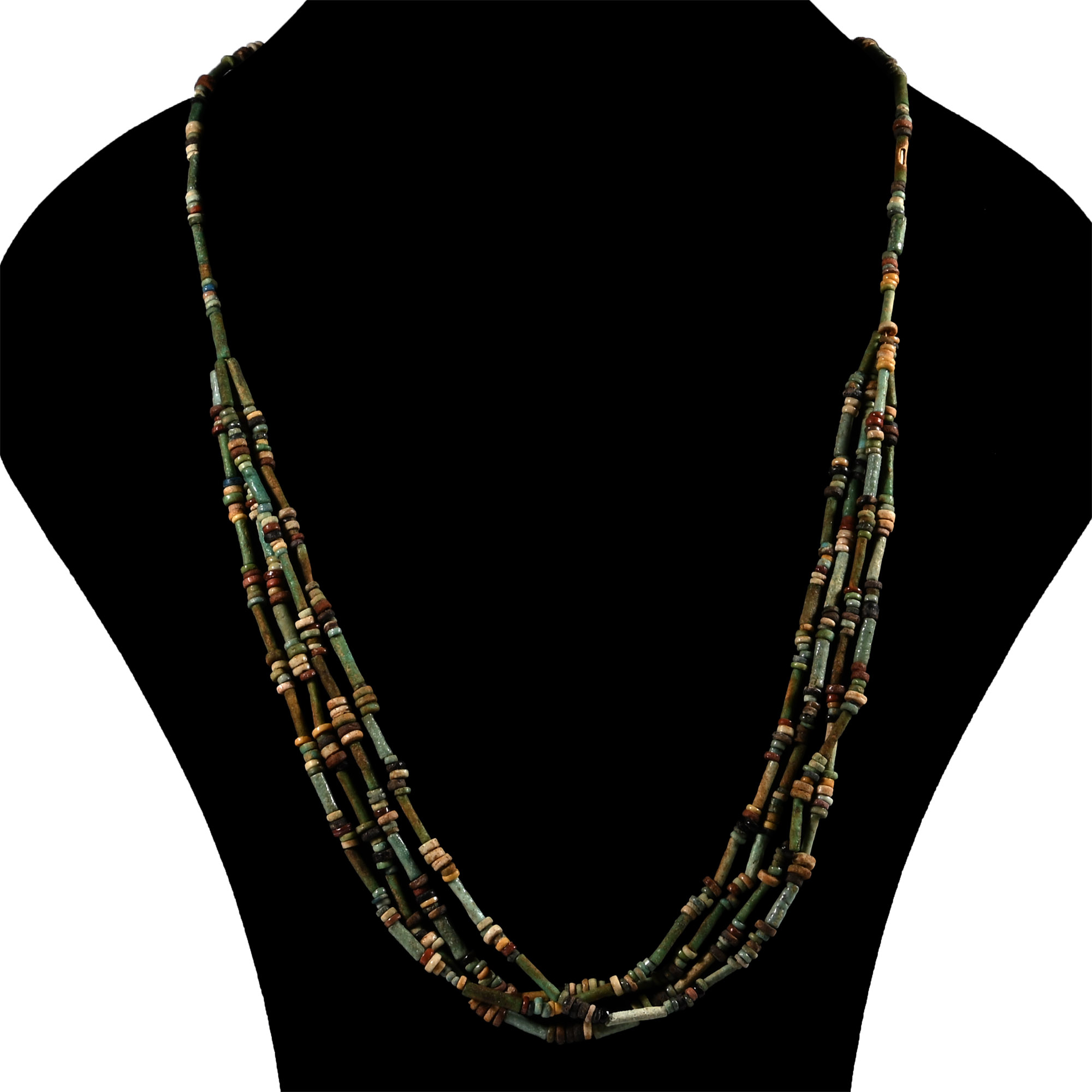 Egyptian Multi-Stranded Mummy Bead Necklace
