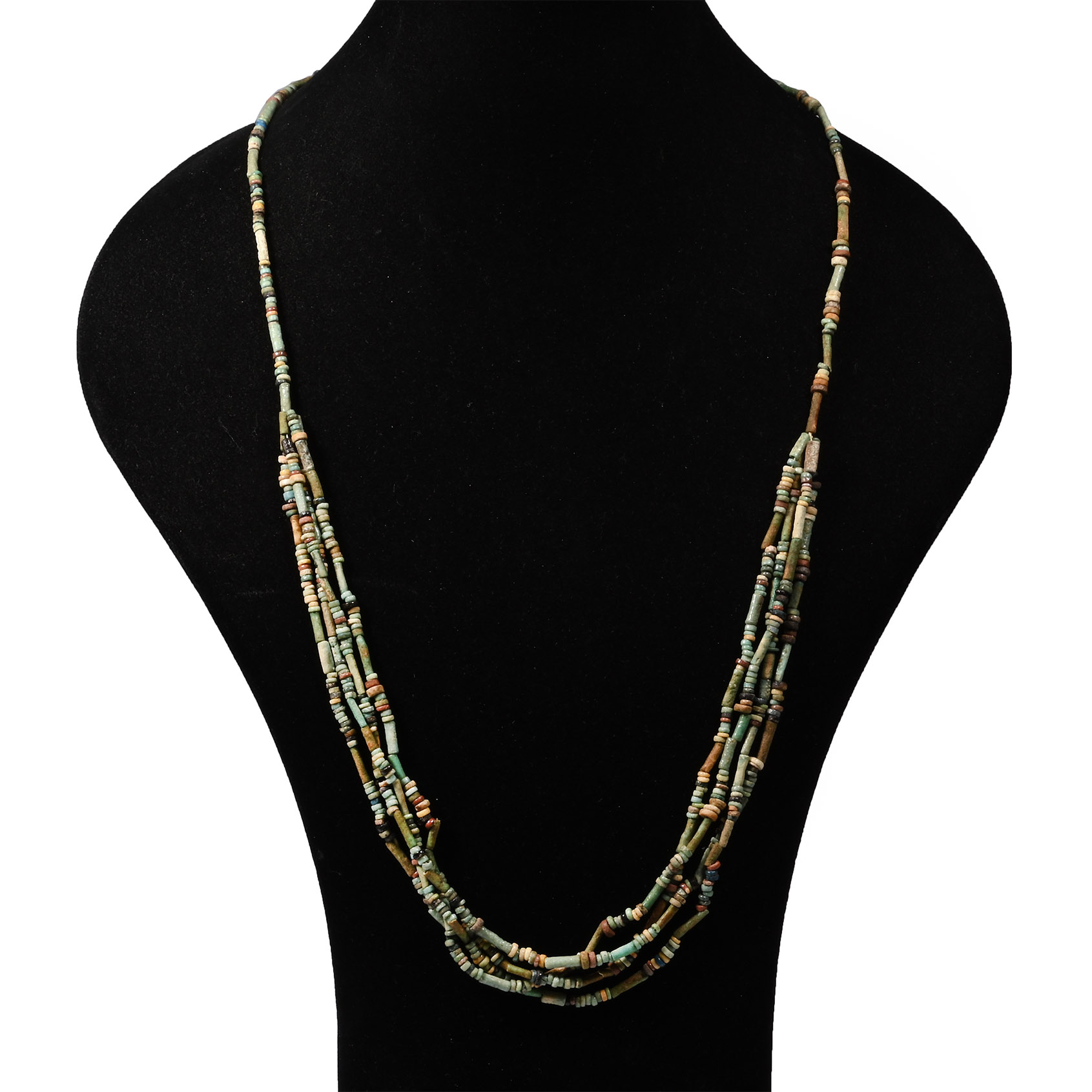 Egyptian Multi-Stranded Mummy Bead Necklace