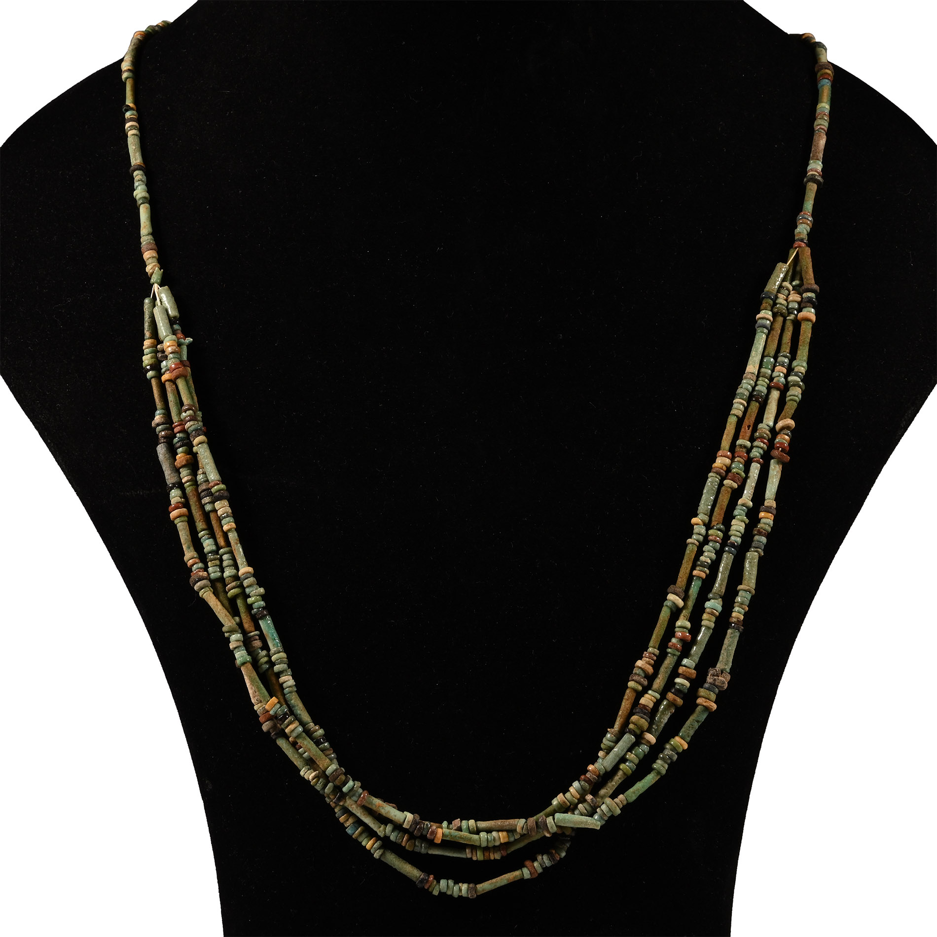 Egyptian Multi-Stranded Faience Mummy Bead Necklace