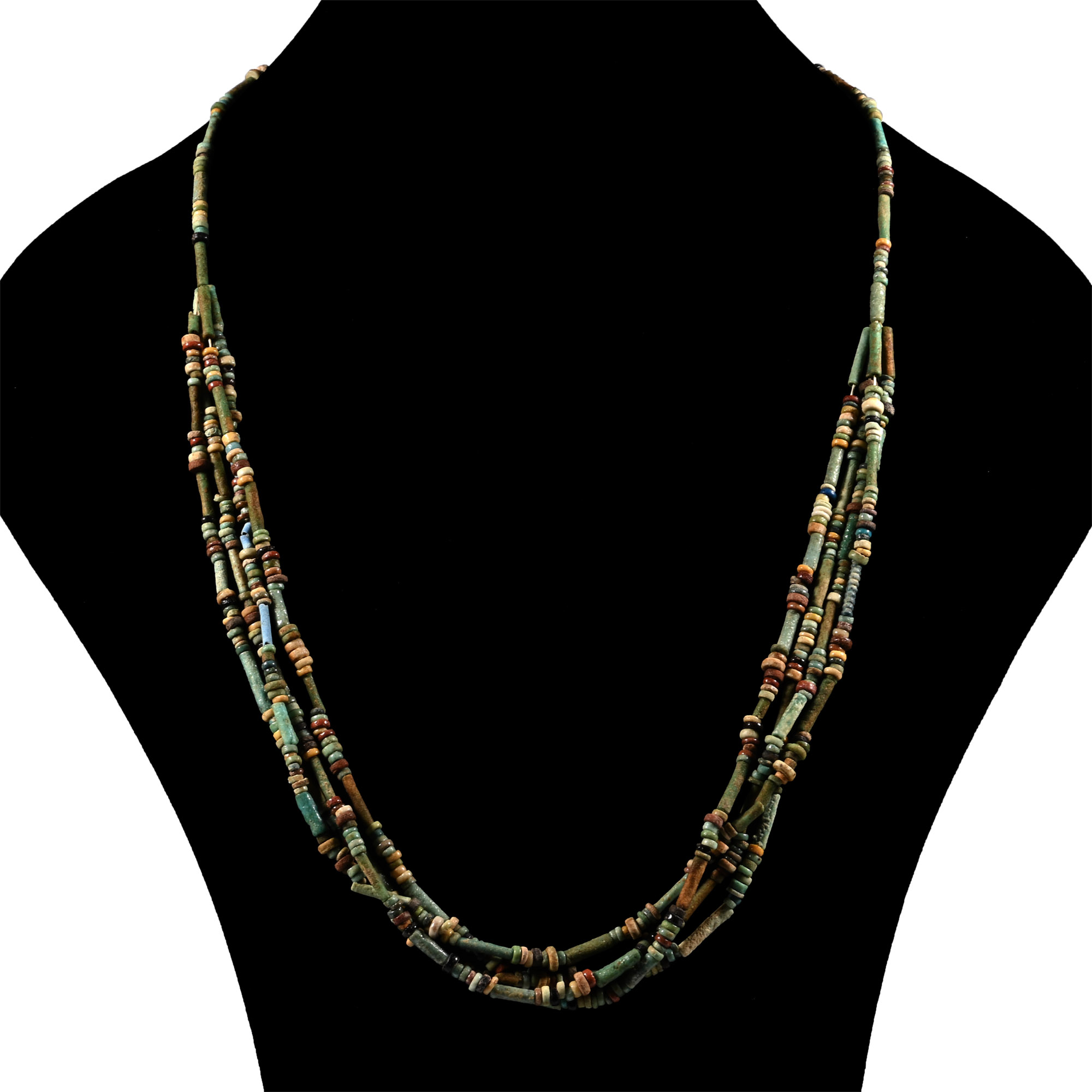 Egyptian Multi-Stranded Mummy Bead Necklace