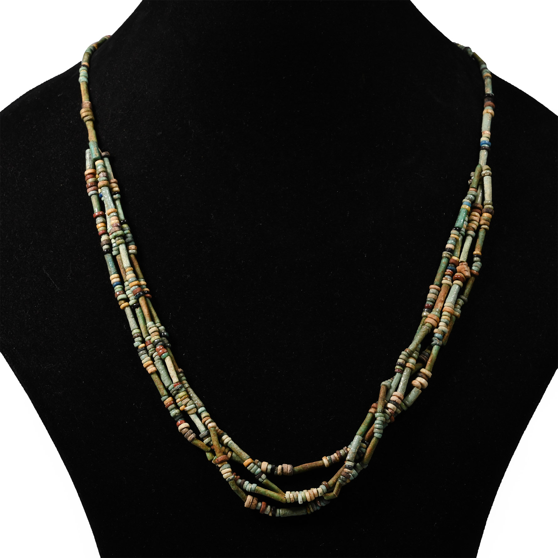 Egyptian Multi-Stranded Mummy Bead Necklace