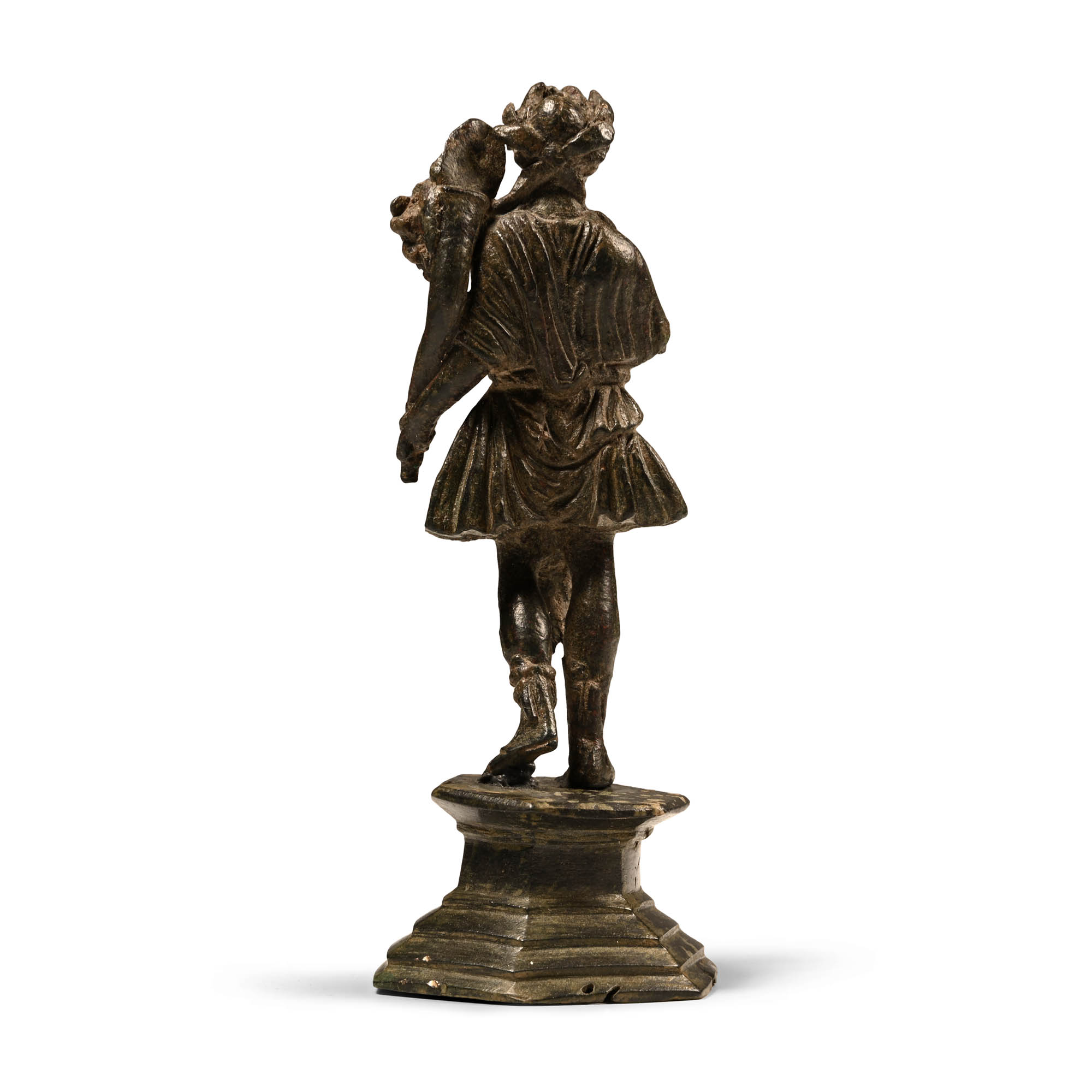 Roman Bronze Statuette of Lar Holding Cornucopia
