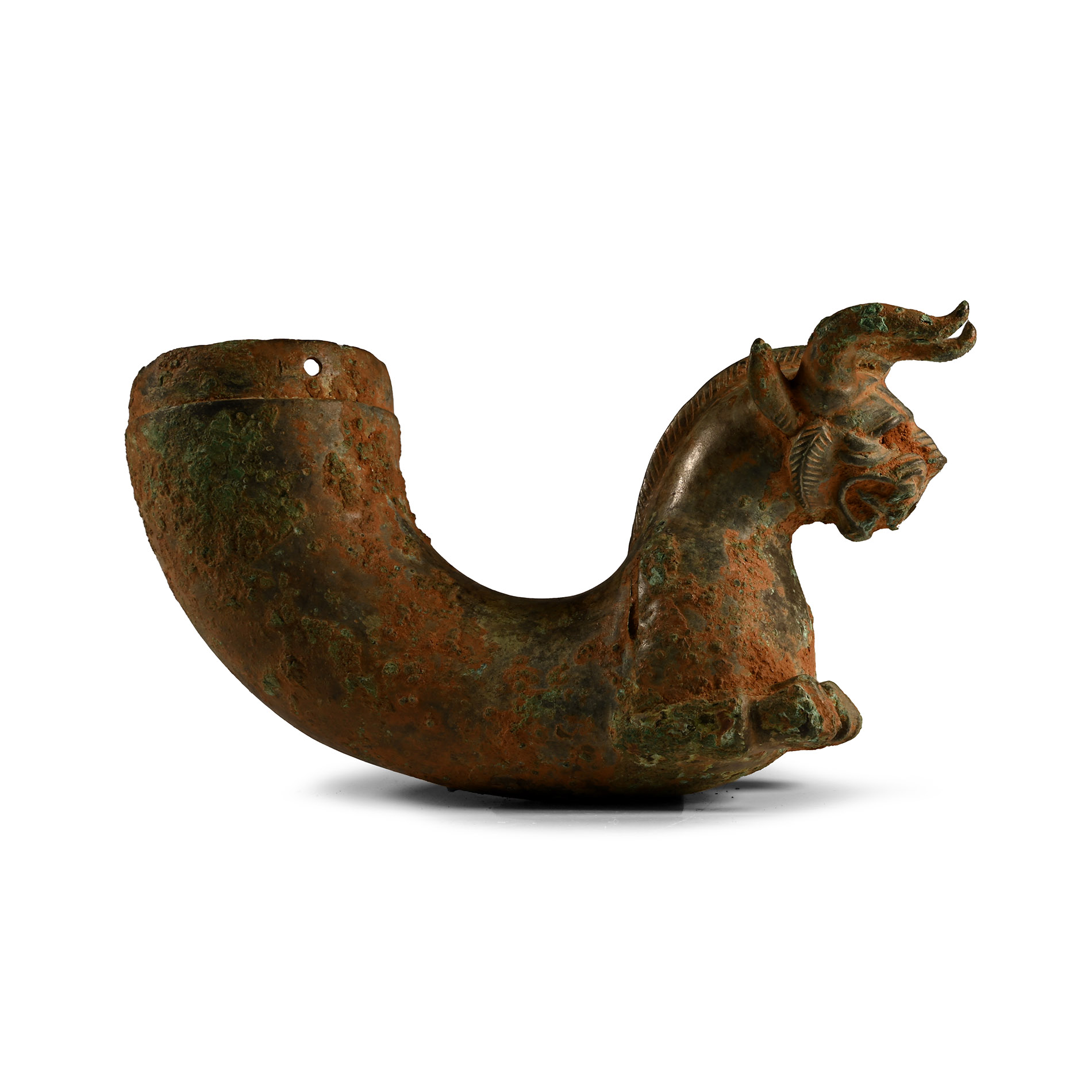 Achaemenid Bronze Rhyton with Horned Lion