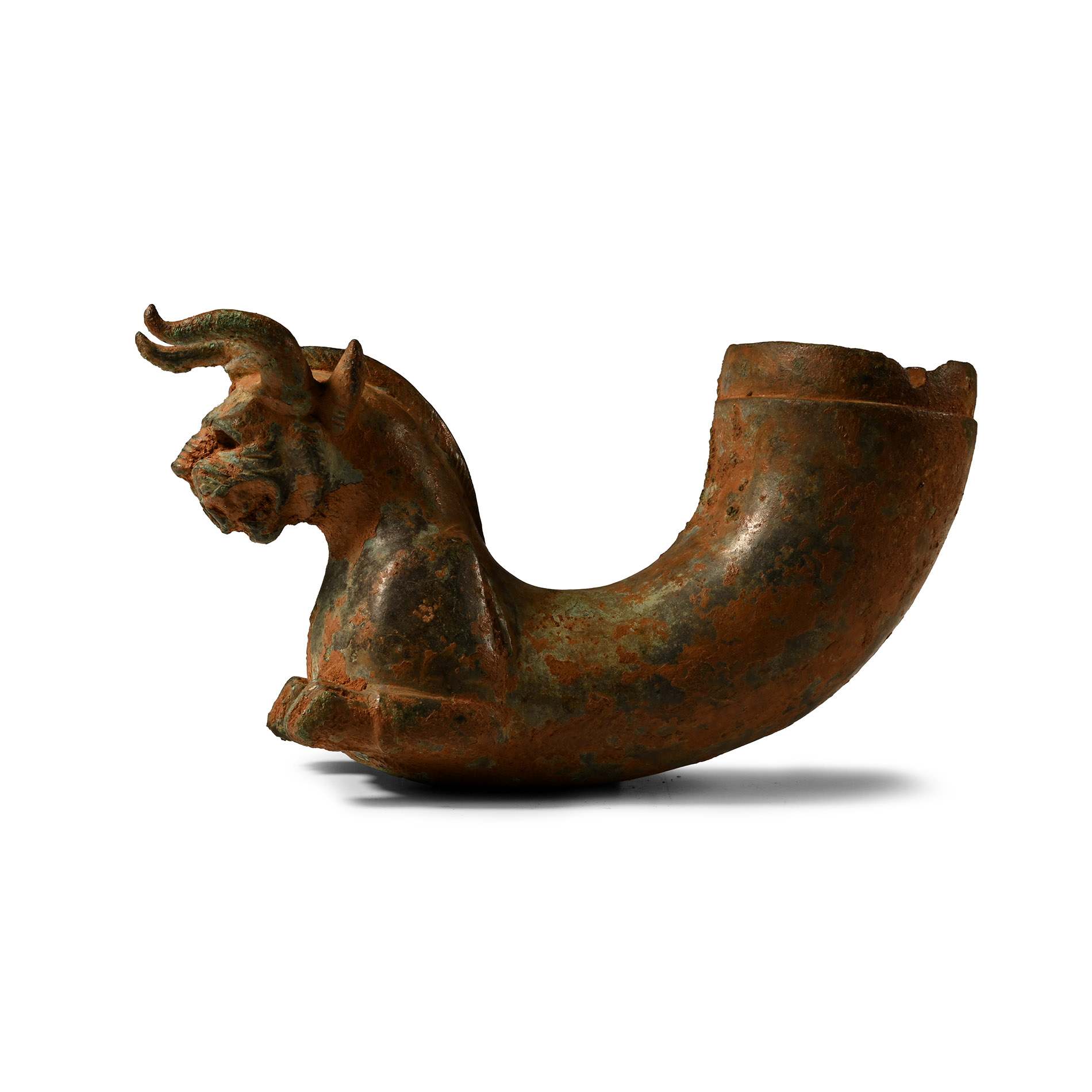 Achaemenid Bronze Rhyton with Horned Lion