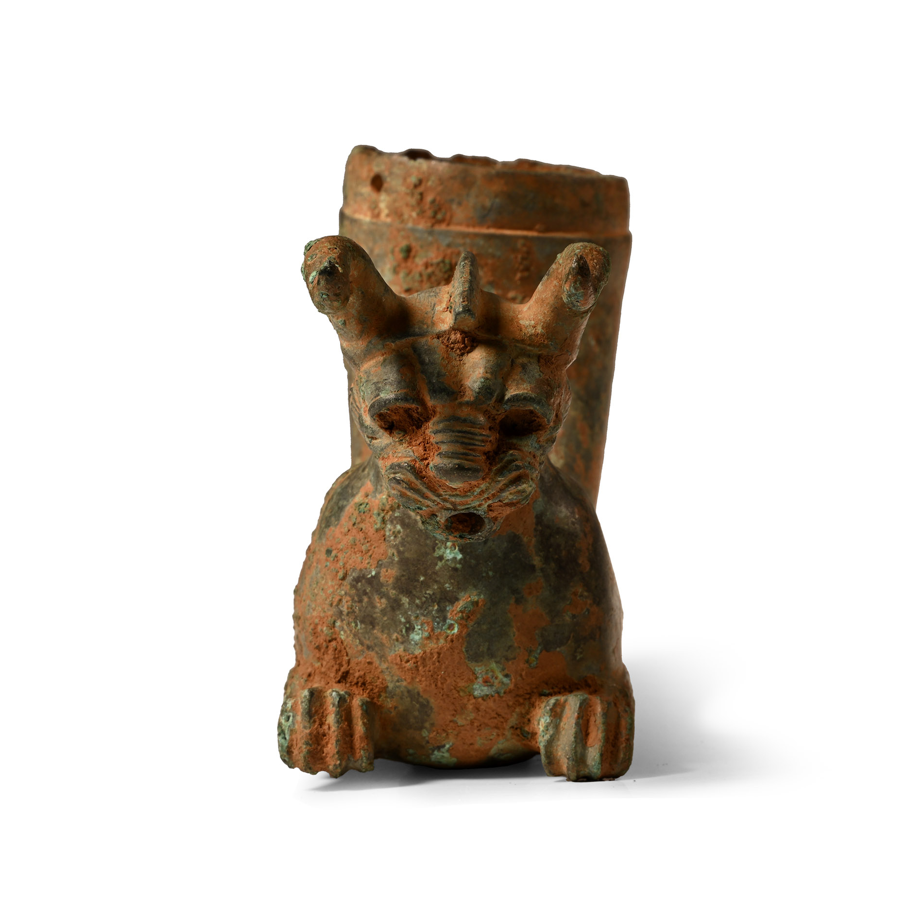 Achaemenid Bronze Rhyton with Horned Lion